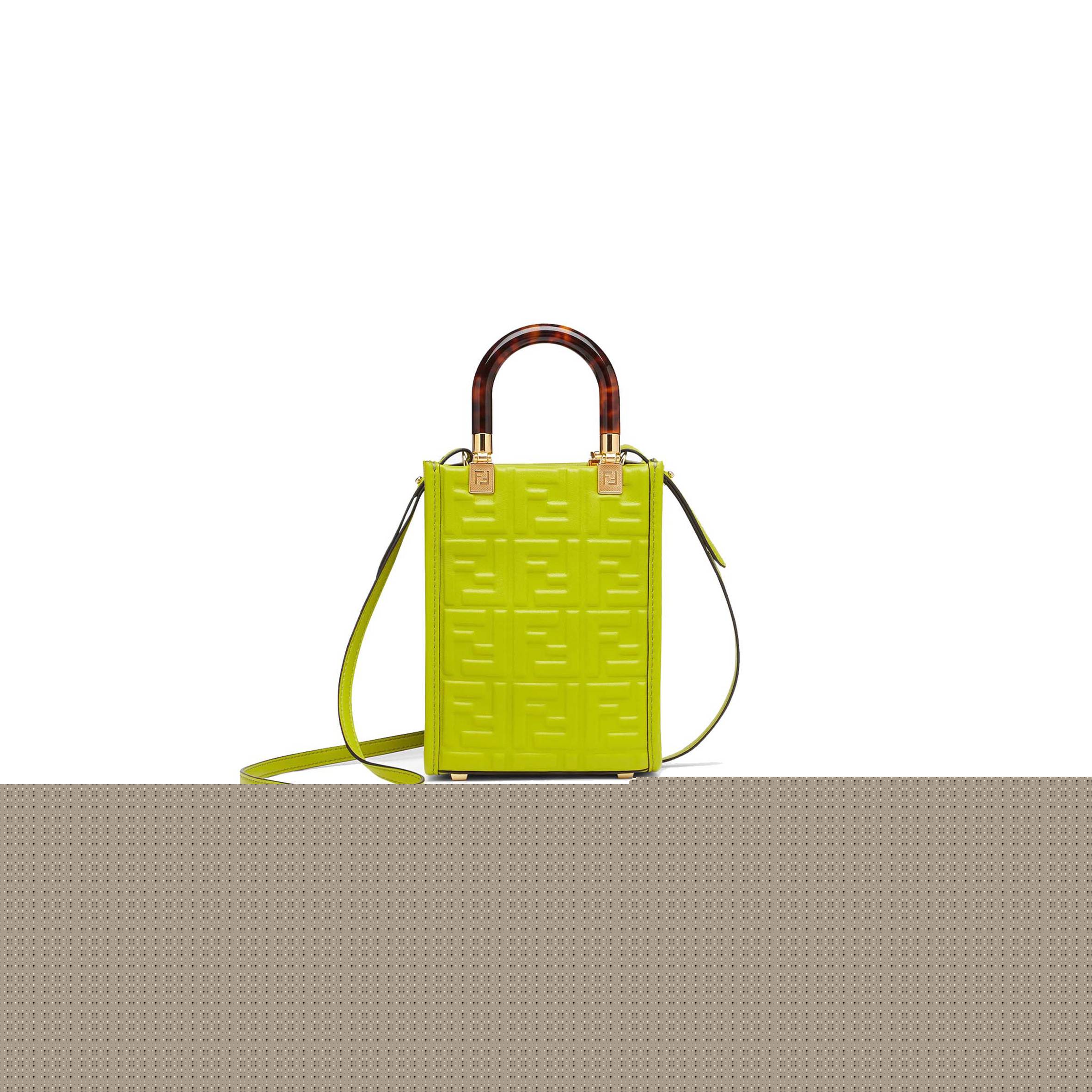FENDI MINI SUNSHINE SHOPPER - ACID GREEN LEATHER MINI-BAG 8BS051AMCIF1JCP (18*13*6.5cm)