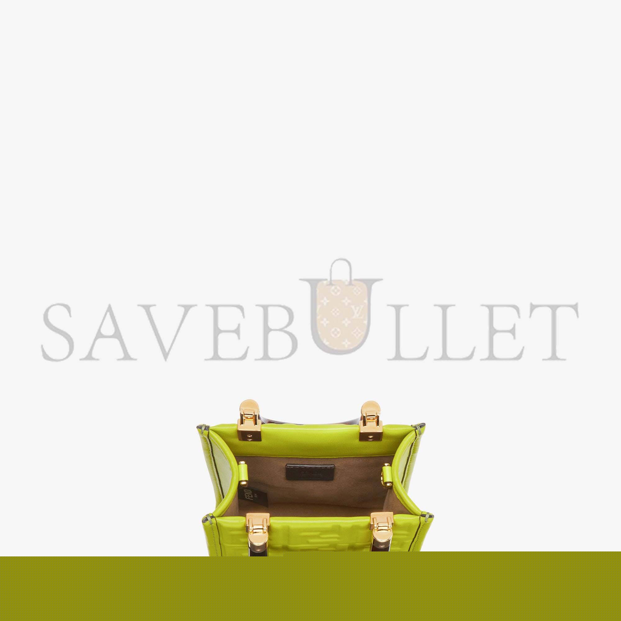 FENDI MINI SUNSHINE SHOPPER - ACID GREEN LEATHER MINI-BAG 8BS051AMCIF1JCP (18*13*6.5cm)