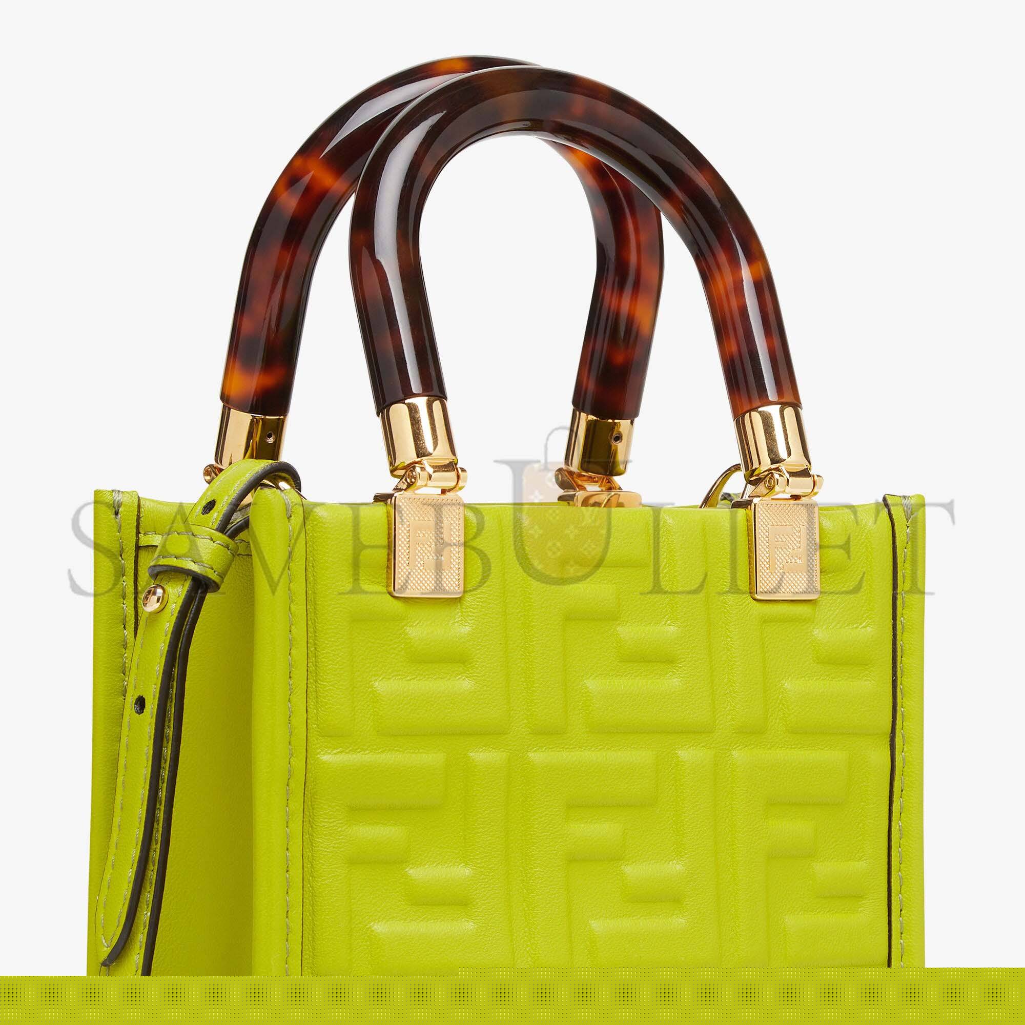 FENDI MINI SUNSHINE SHOPPER - ACID GREEN LEATHER MINI-BAG 8BS051AMCIF1JCP (18*13*6.5cm)