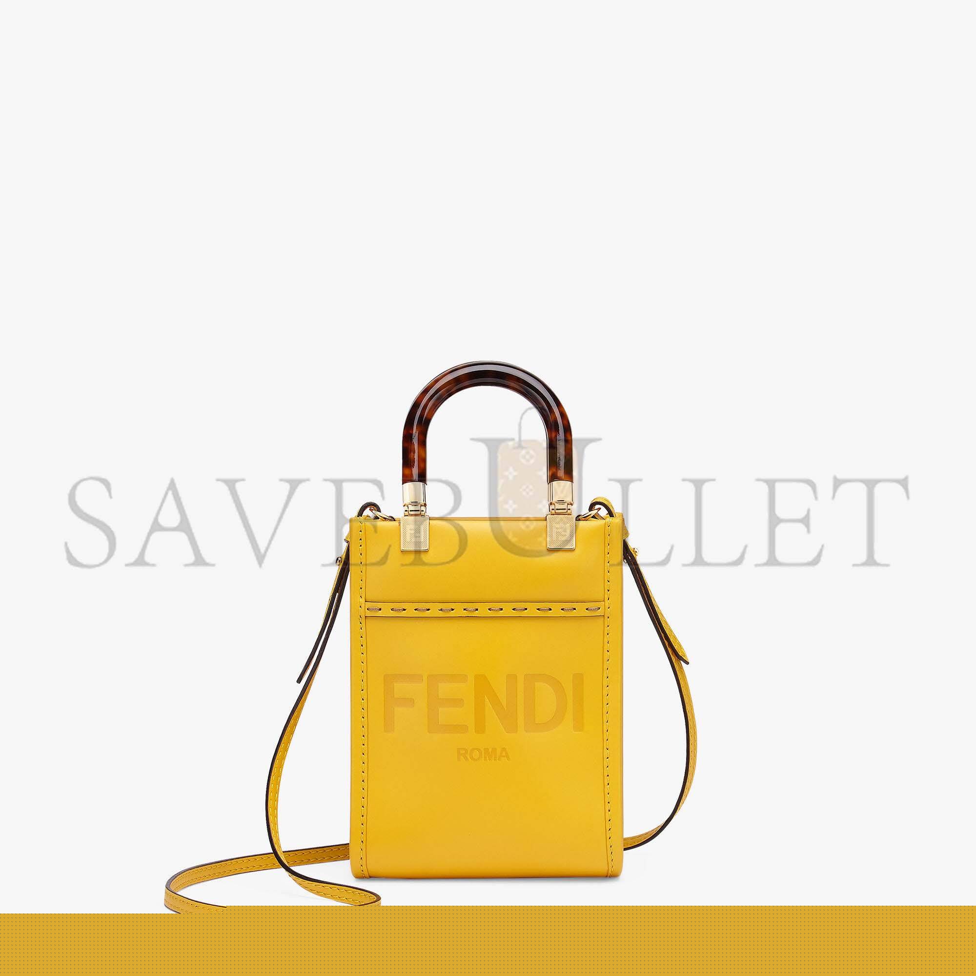 FENDI MINI SUNSHINE SHOPPER - YELLOW LEATHER MINI-BAG 8BS051ABVLF192E (18*13*6.5cm)