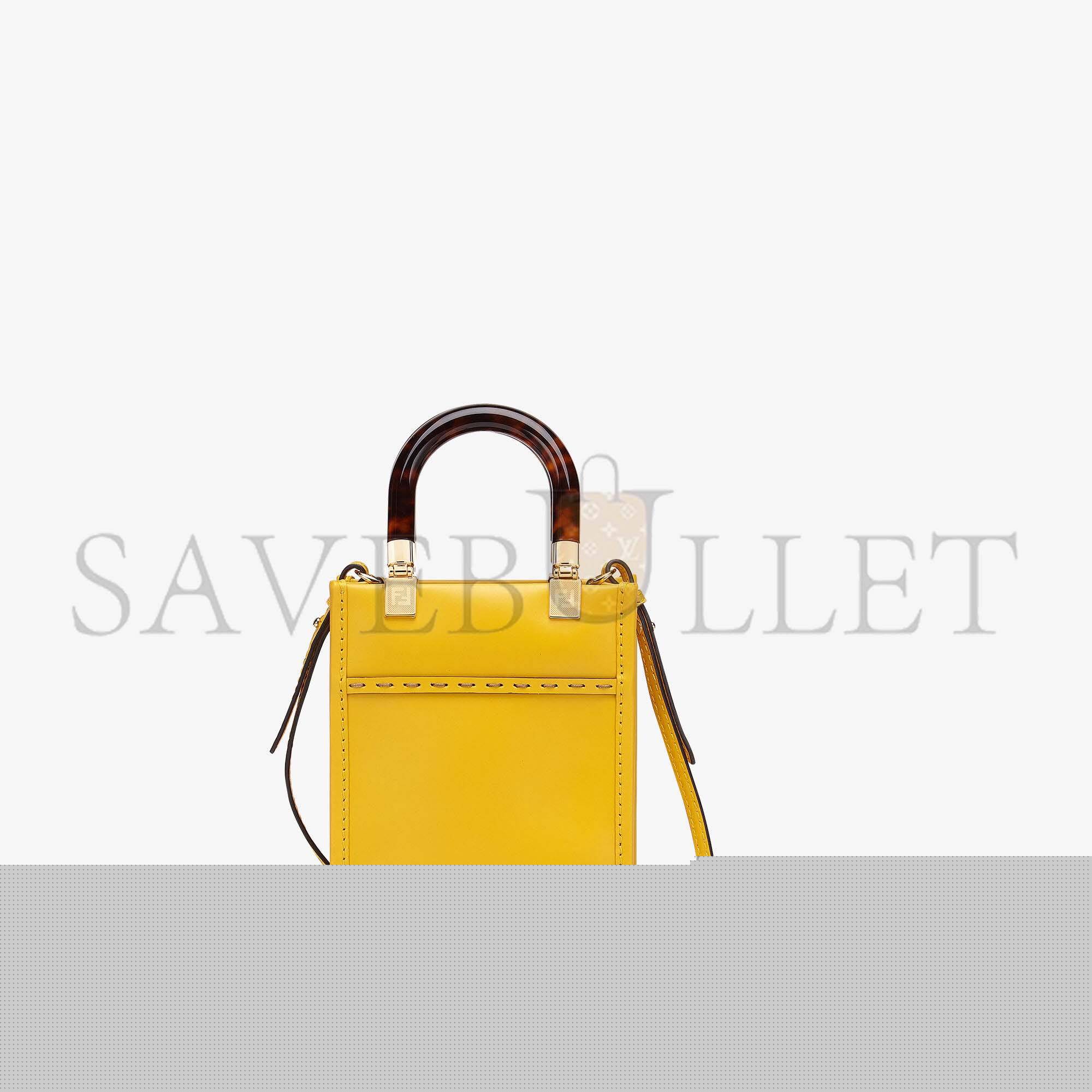 FENDI MINI SUNSHINE SHOPPER - YELLOW LEATHER MINI-BAG 8BS051ABVLF192E (18*13*6.5cm)