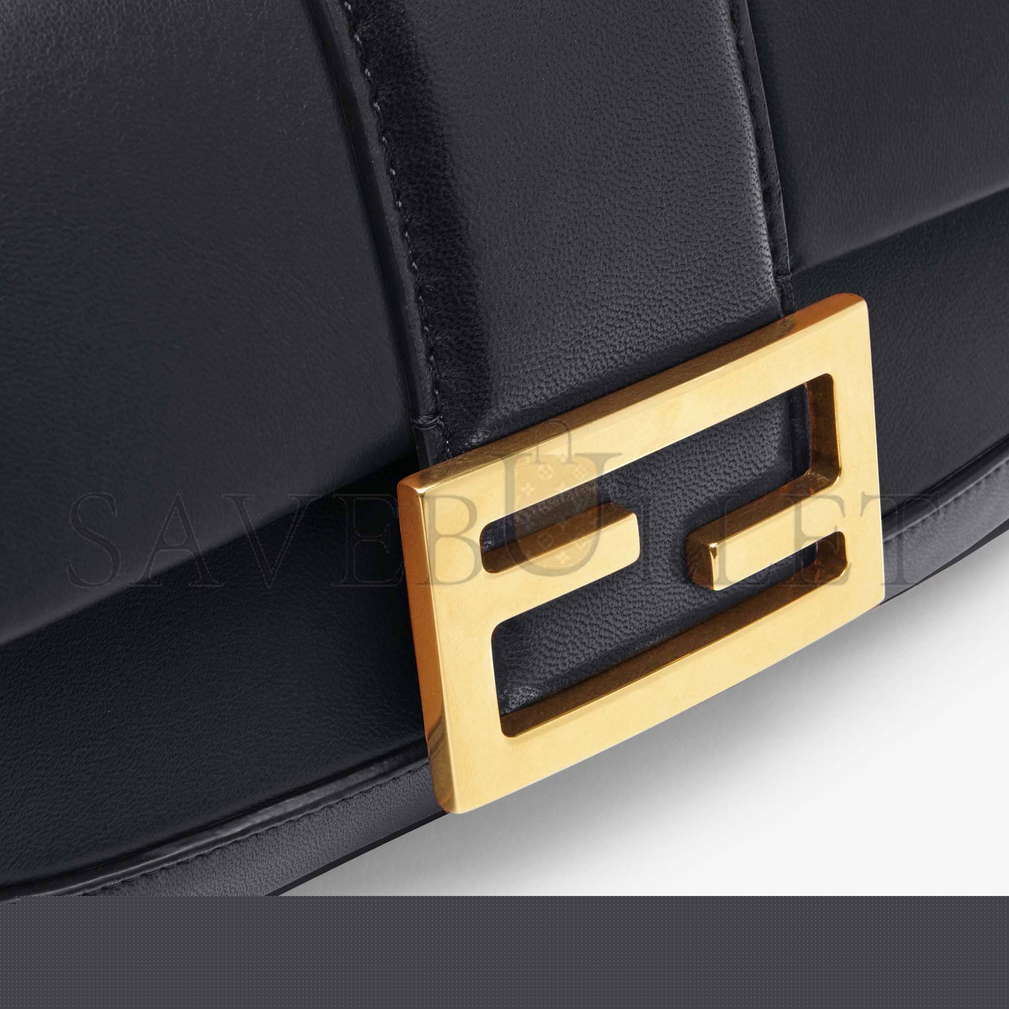 FENDI MINI BAGUETTE CHAIN - BLACK NAPPA LEATHER BAG 8BS045ACNXF15ZW (19*11.5*4cm)