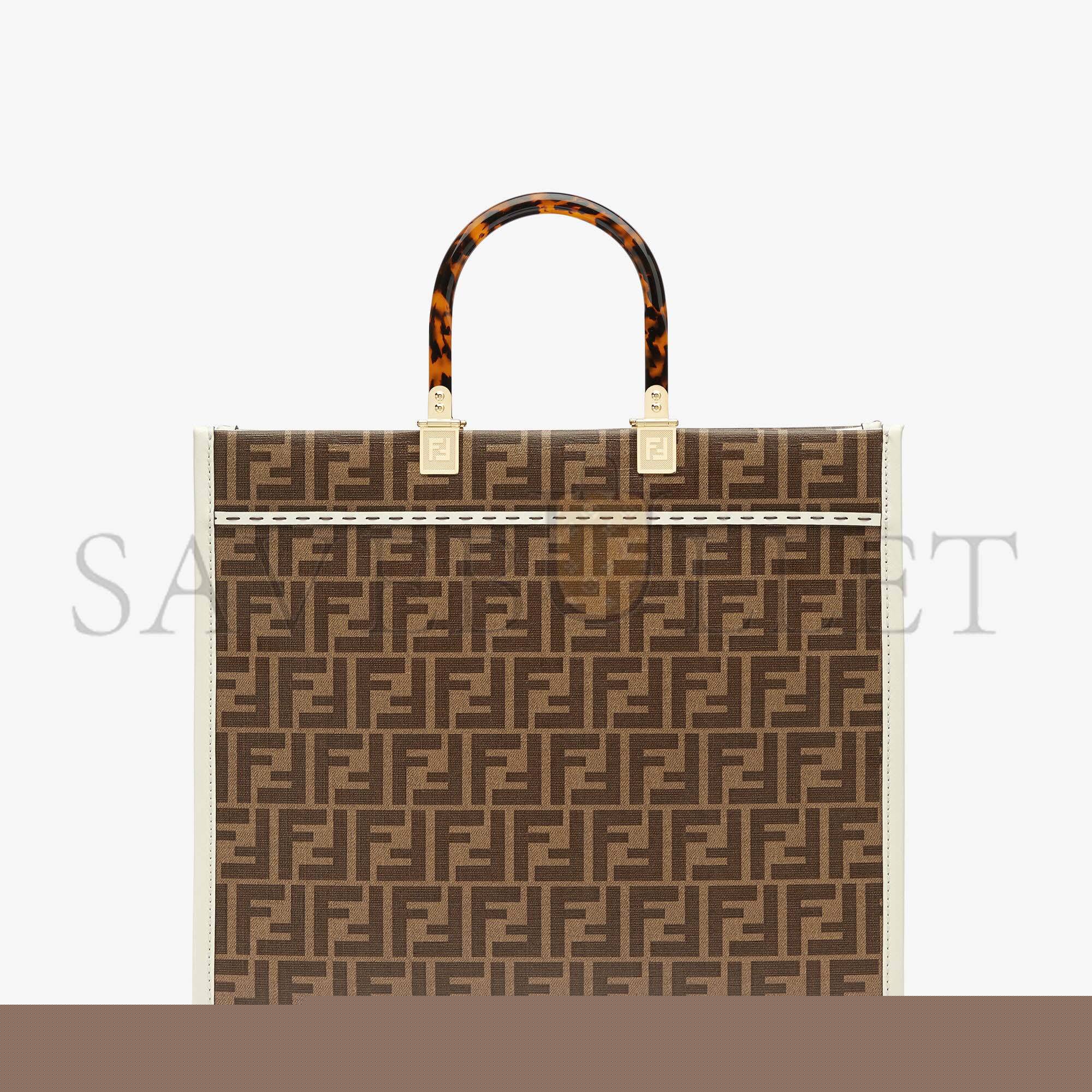 FENDI SUNSHINE MEDIUM - FF GLAZED FABRIC SHOPPER WITH INLAY 8BH386AJHJF1HB5 (35*31*17cm)
