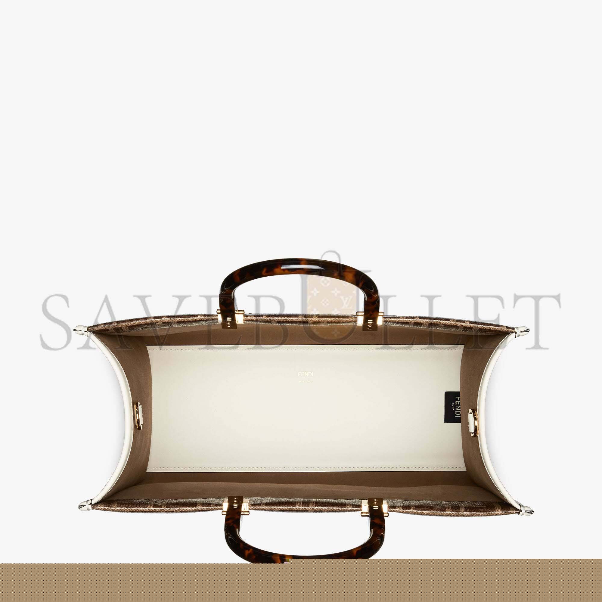 FENDI SUNSHINE MEDIUM - FF GLAZED FABRIC SHOPPER WITH INLAY 8BH386AJHJF1HB5 (35*31*17cm)