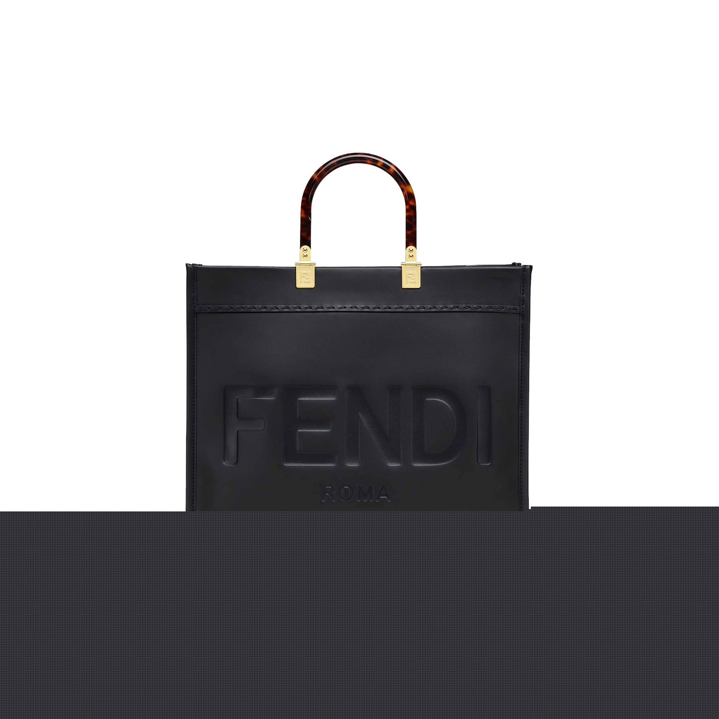 FENDI SUNSHINE MEDIUM - BLACK LEATHER SHOPPER 8BH386ABVLF0KUR (35*31*17cm)