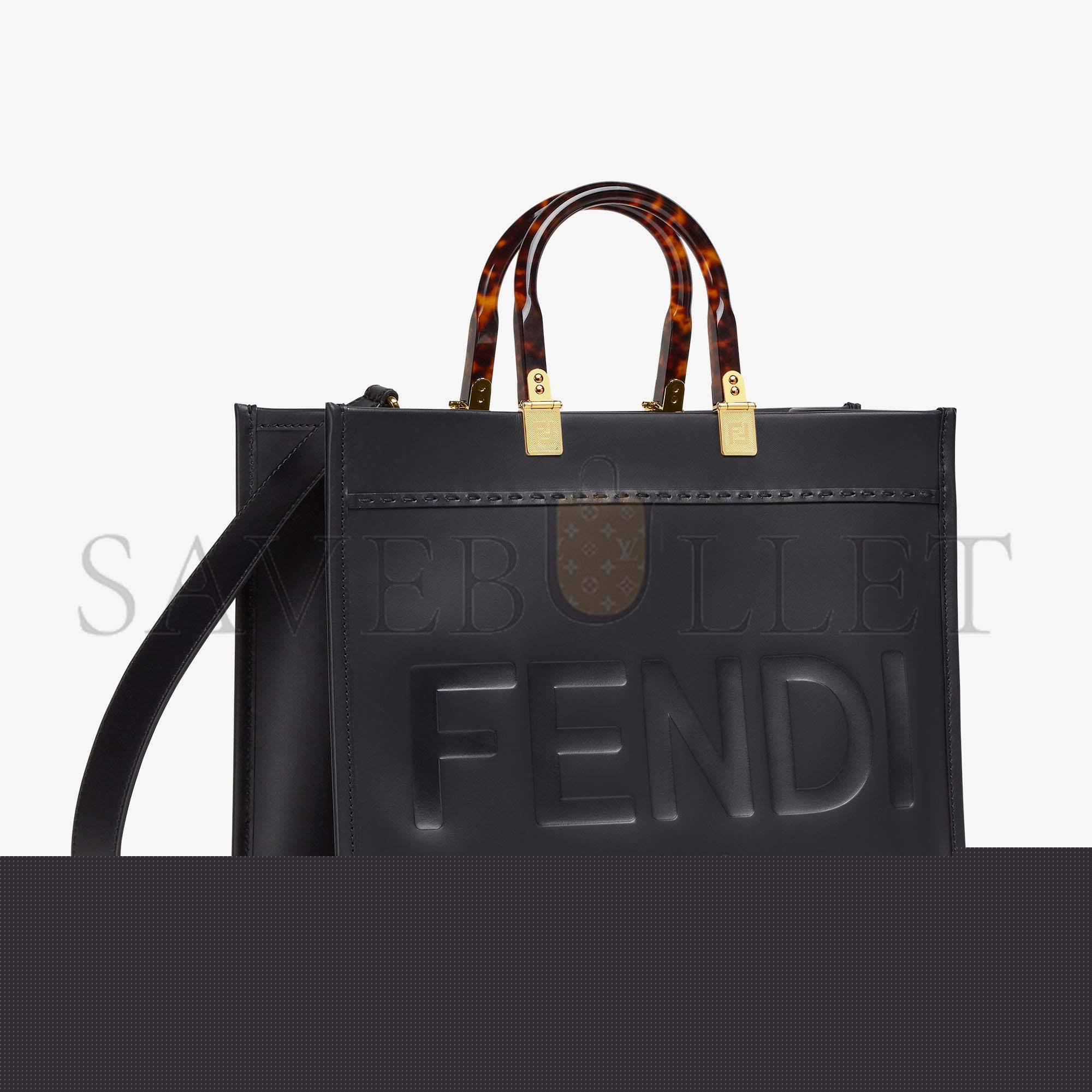 FENDI SUNSHINE MEDIUM - BLACK LEATHER SHOPPER 8BH386ABVLF0KUR (35*31*17cm)
