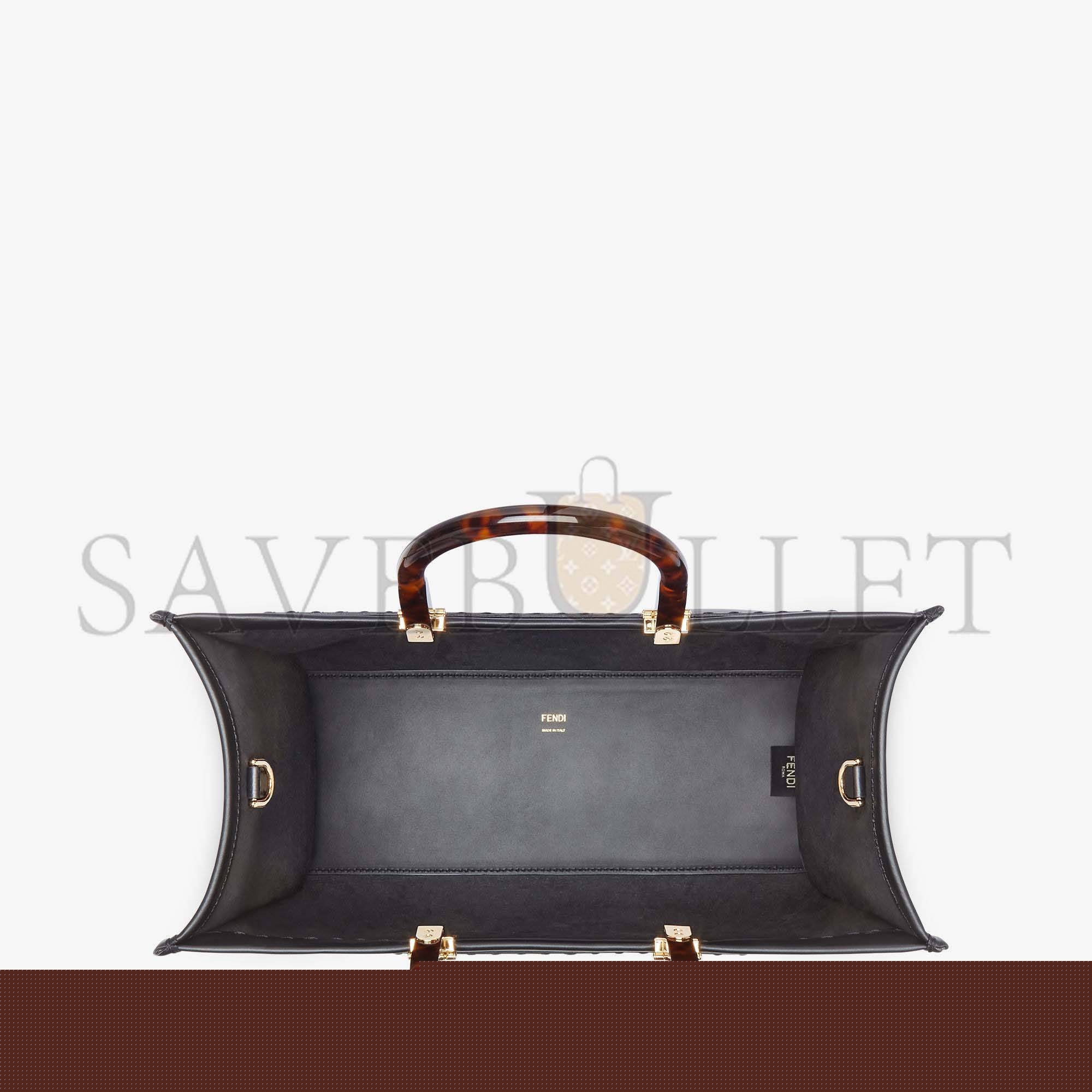 FENDI SUNSHINE MEDIUM - BLACK LEATHER SHOPPER 8BH386ABVLF0KUR (35*31*17cm)