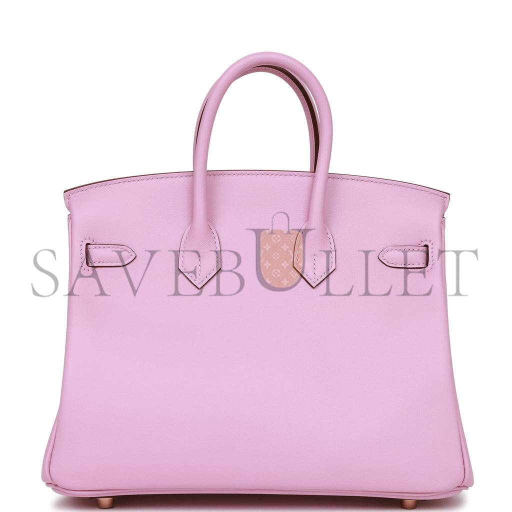 HERMES BIRKIN 25 MAUVE SYLVESTRE SWIFT ROSE GOLD HARDWARE H049362CDX9 (25*20*13cm)