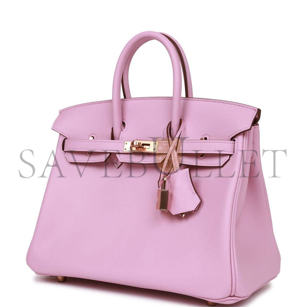 HERMES BIRKIN 25 MAUVE SYLVESTRE SWIFT ROSE GOLD HARDWARE H049362CDX9 (25*20*13cm)