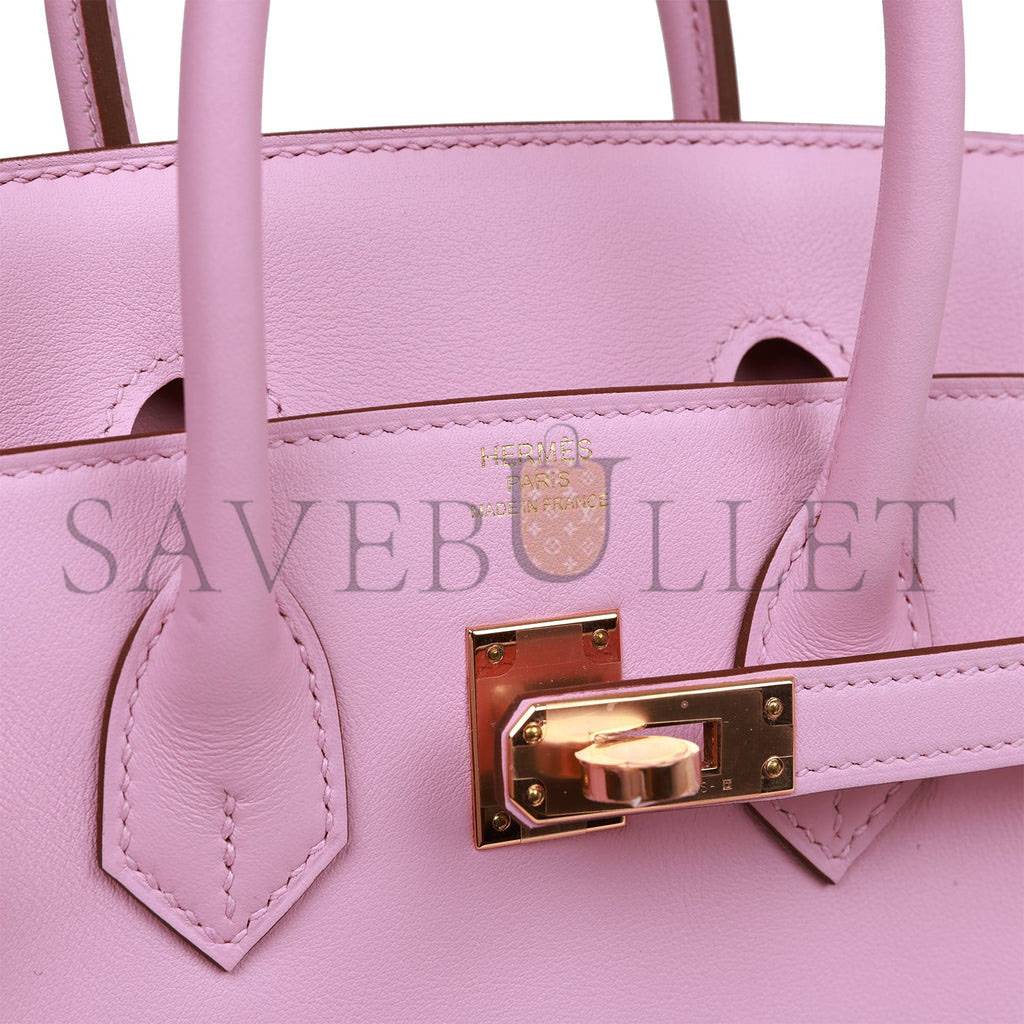 HERMES BIRKIN 25 MAUVE SYLVESTRE SWIFT ROSE GOLD HARDWARE H049362CDX9 (25*20*13cm)
