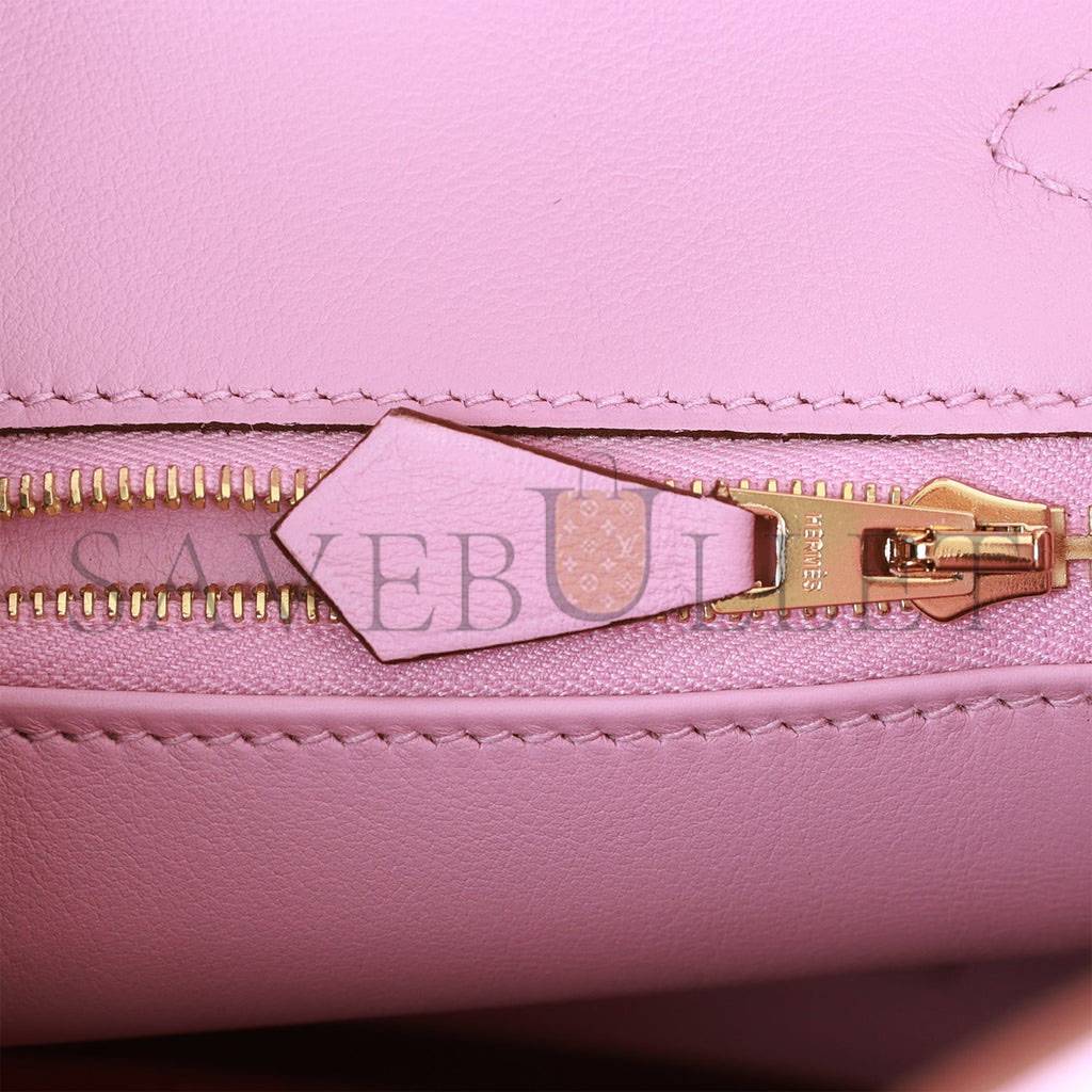 HERMES BIRKIN 25 MAUVE SYLVESTRE SWIFT ROSE GOLD HARDWARE H049362CDX9 (25*20*13cm)