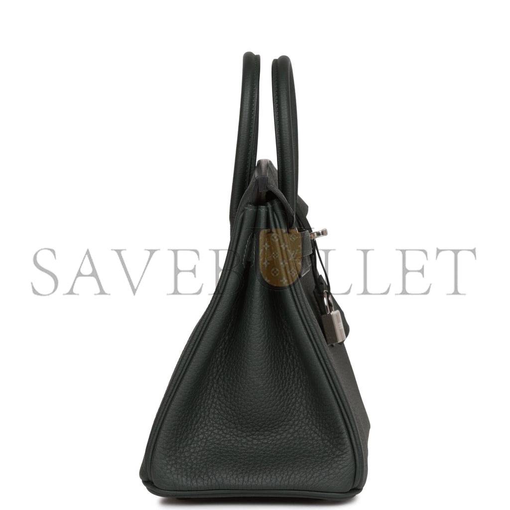 HERMES BIRKIN 25 VERT FONCE TOGO HARDWARE HANDMADE (25*20*13cm)