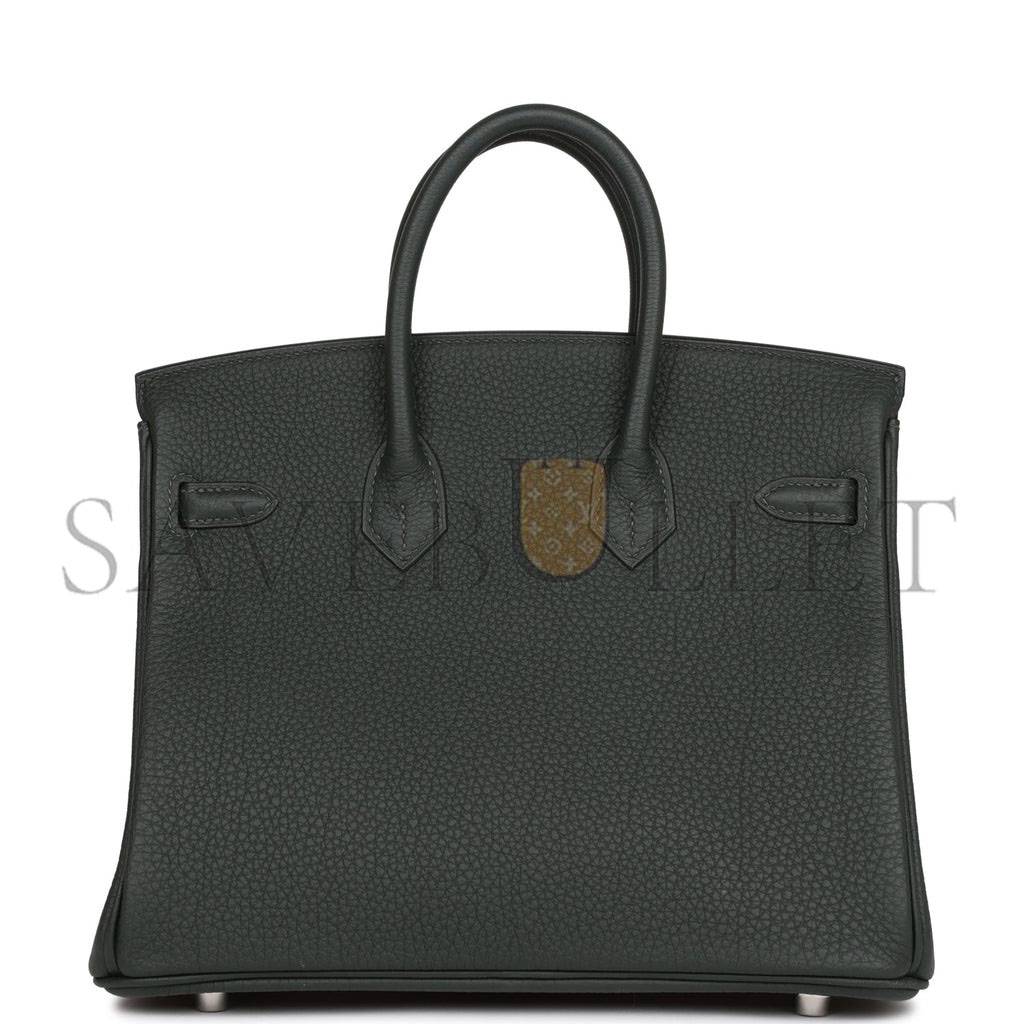 HERMES BIRKIN 25 VERT FONCE TOGO HARDWARE HANDMADE (25*20*13cm)
