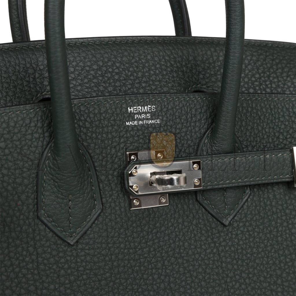 HERMES BIRKIN 25 VERT FONCE TOGO HARDWARE HANDMADE (25*20*13cm)