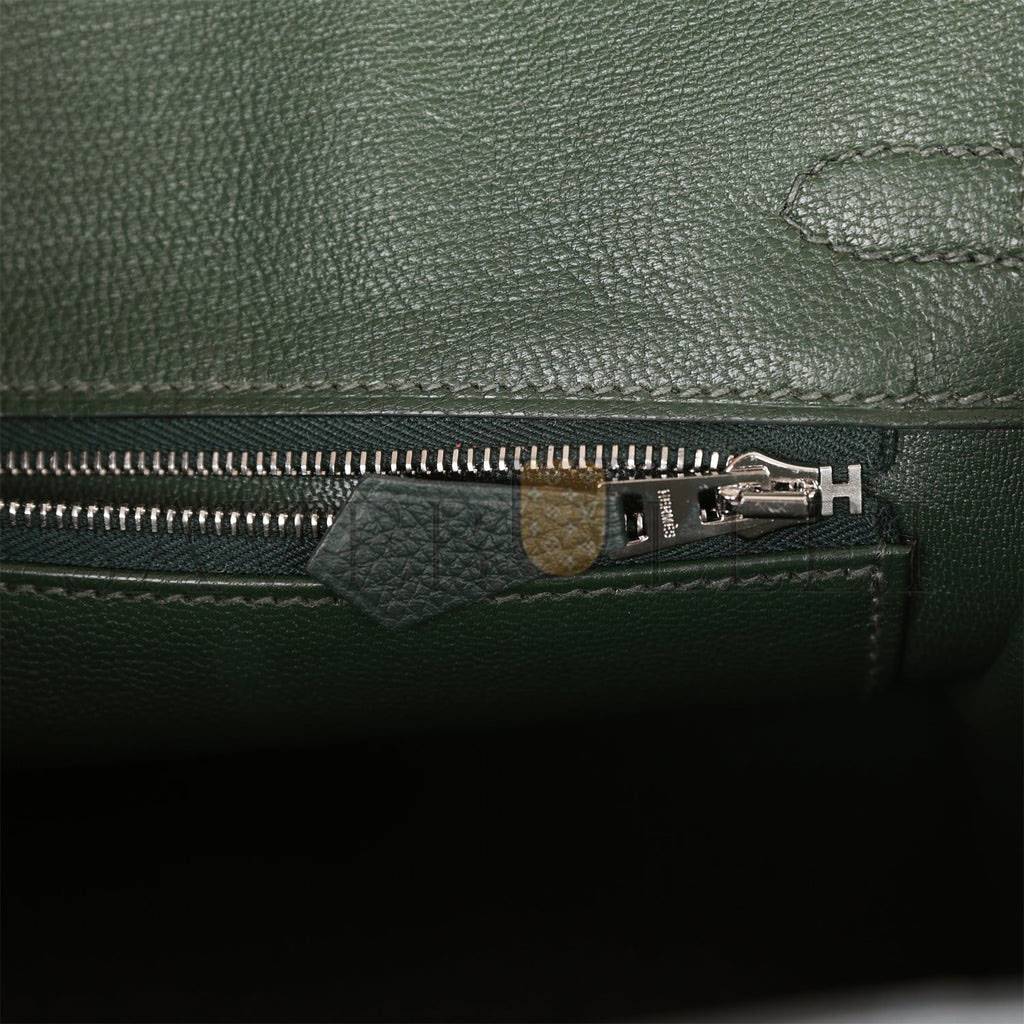 HERMES BIRKIN 25 VERT FONCE TOGO HARDWARE HANDMADE (25*20*13cm)