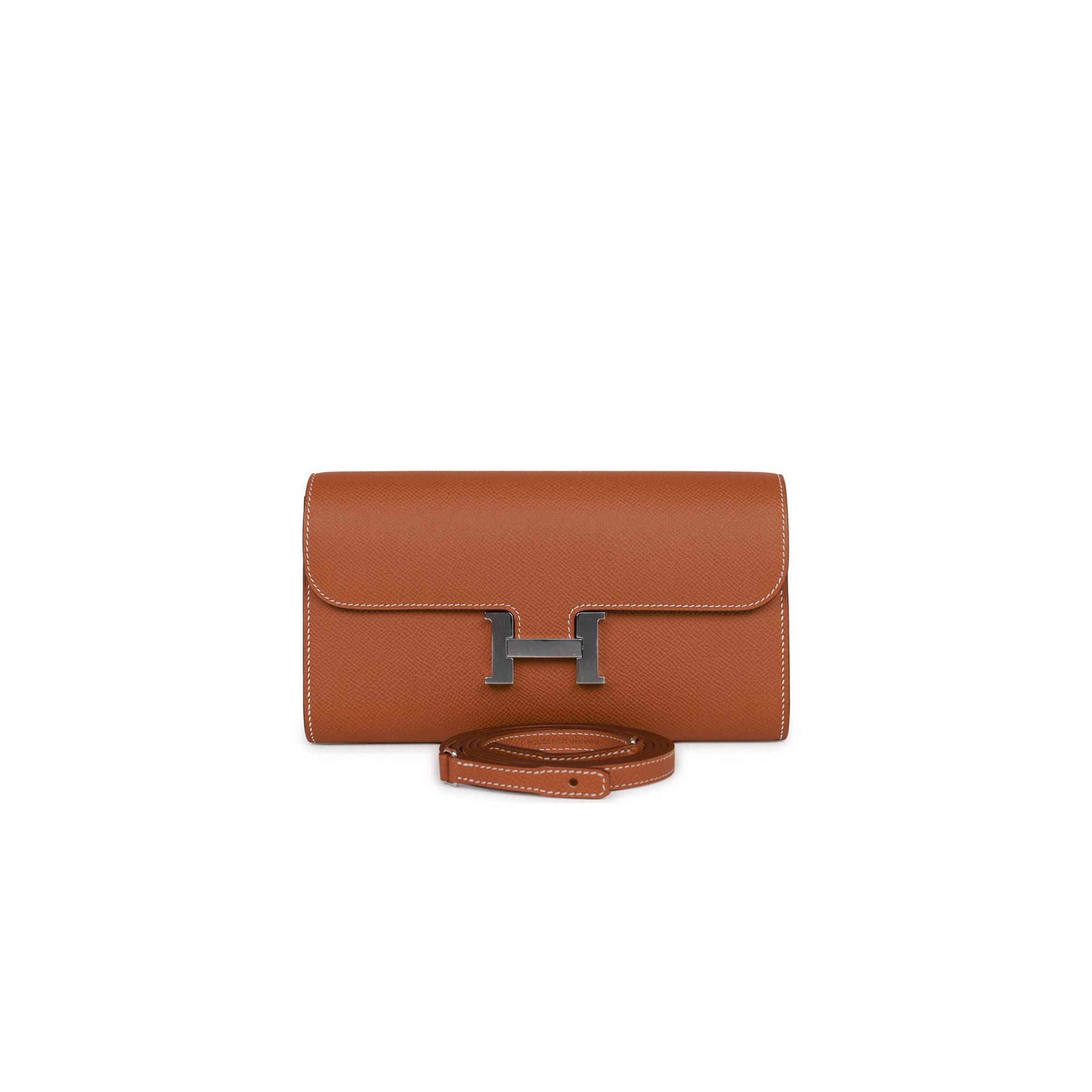 HERMES CONSTANCE WALLET TO GO GOLD EPSOM PALLADIUM HARDWARE  (20*11*4cm)