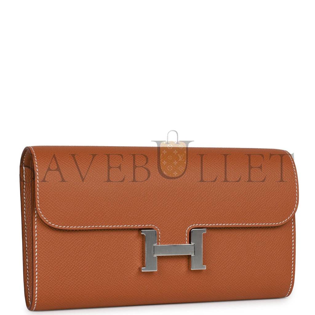 HERMES CONSTANCE WALLET TO GO GOLD EPSOM PALLADIUM HARDWARE  (20*11*4cm)