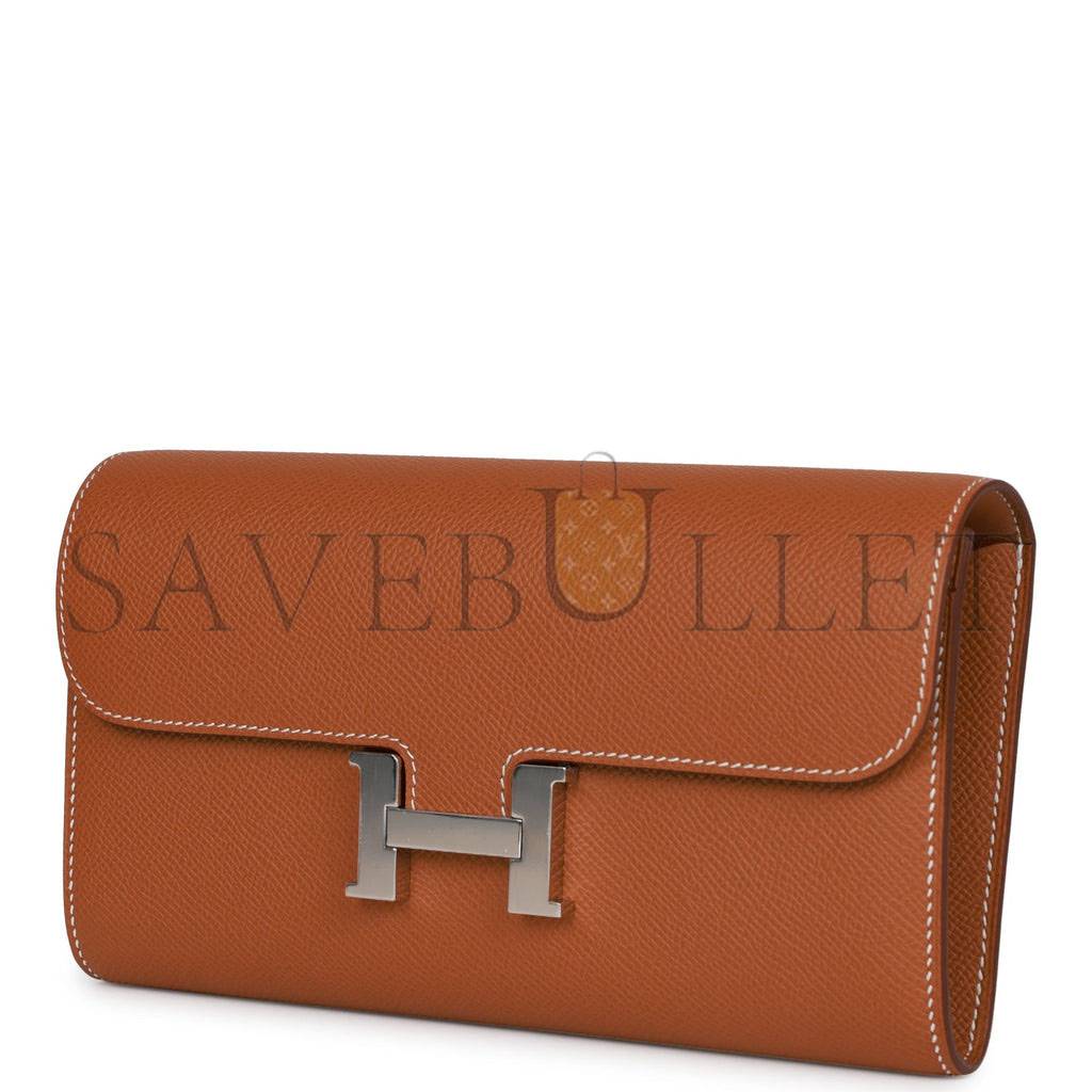 HERMES CONSTANCE WALLET TO GO GOLD EPSOM PALLADIUM HARDWARE  (20*11*4cm)