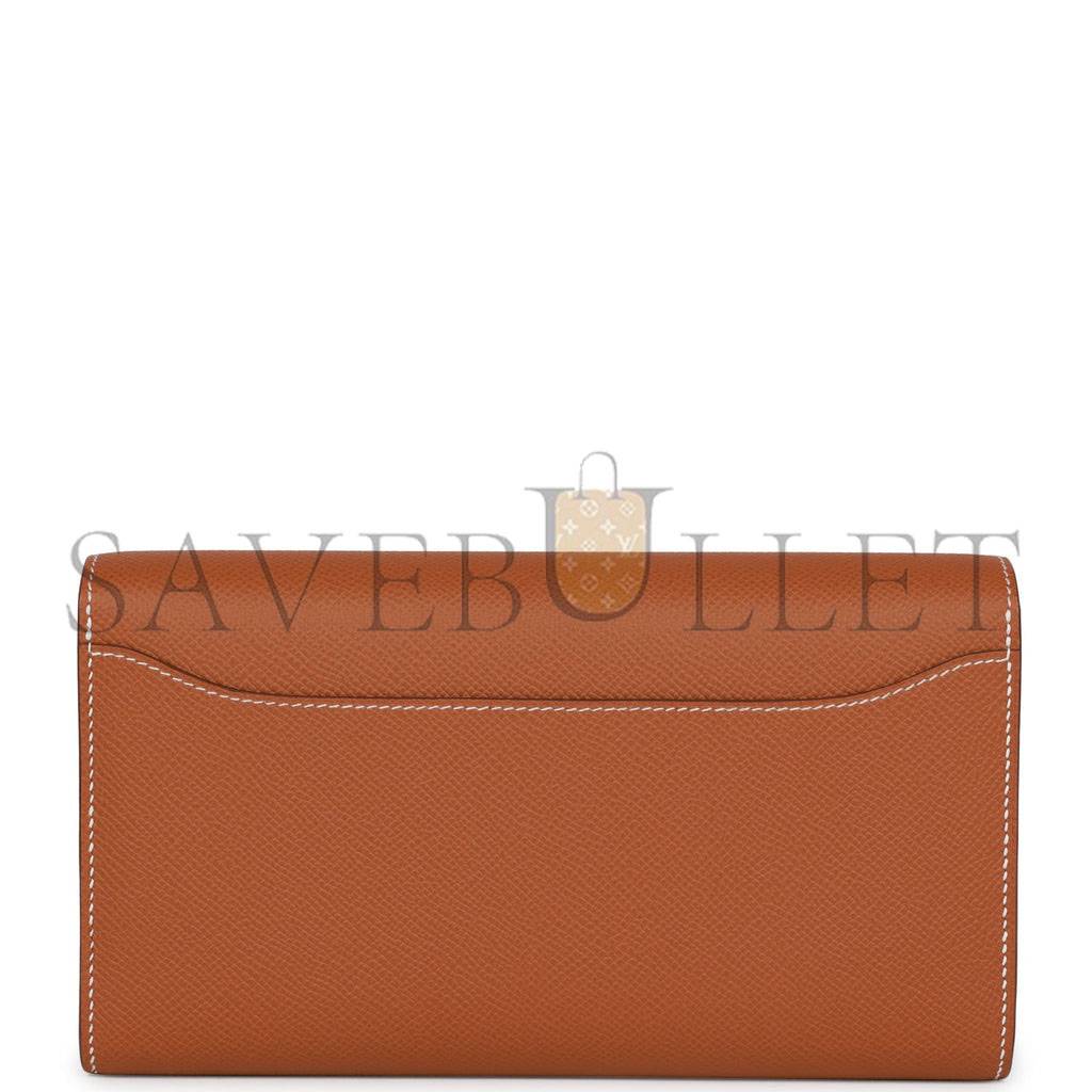 HERMES CONSTANCE WALLET TO GO GOLD EPSOM PALLADIUM HARDWARE  (20*11*4cm)
