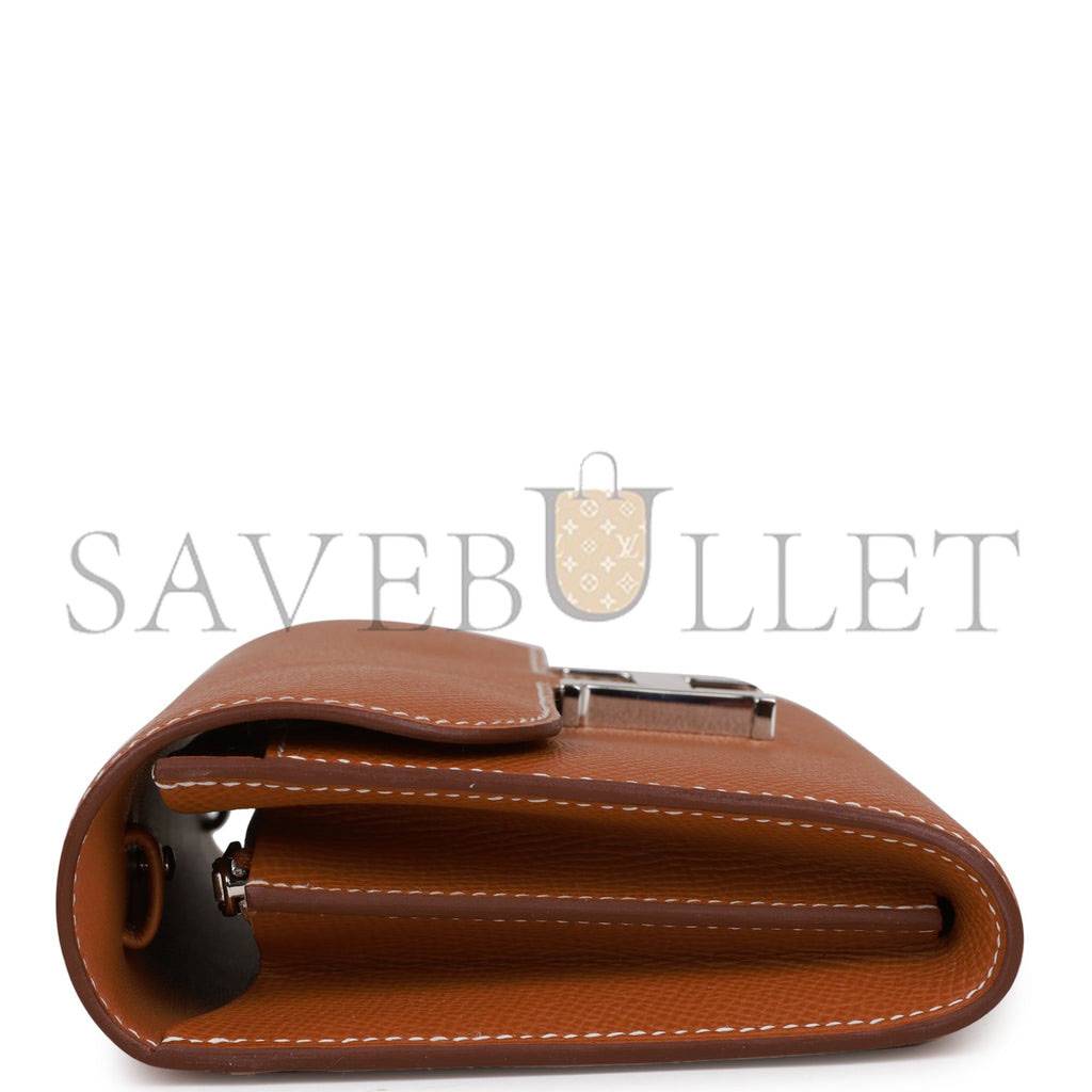 HERMES CONSTANCE WALLET TO GO GOLD EPSOM PALLADIUM HARDWARE  (20*11*4cm)