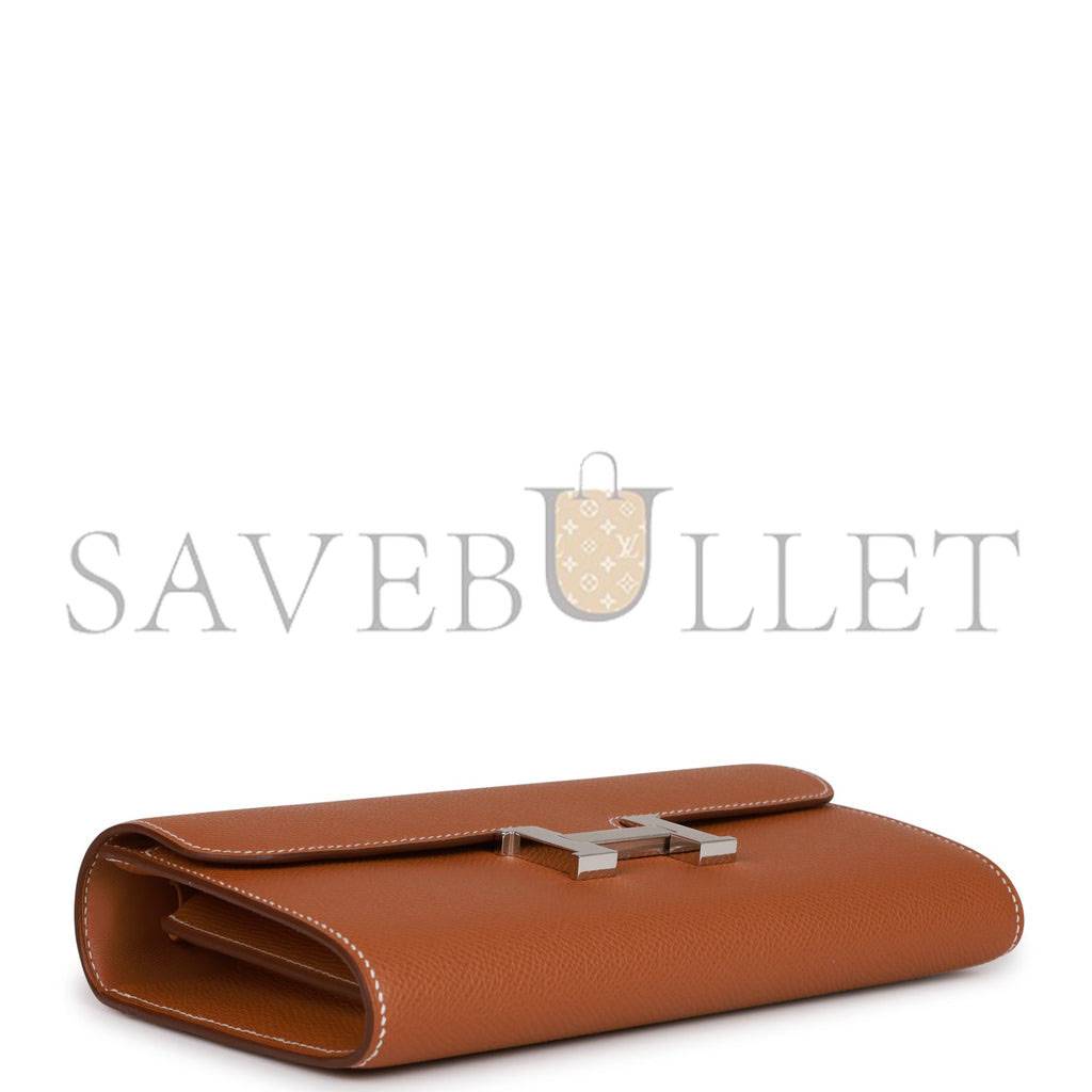 HERMES CONSTANCE WALLET TO GO GOLD EPSOM PALLADIUM HARDWARE  (20*11*4cm)