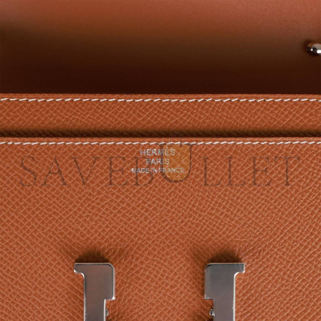 HERMES CONSTANCE WALLET TO GO GOLD EPSOM PALLADIUM HARDWARE  (20*11*4cm)