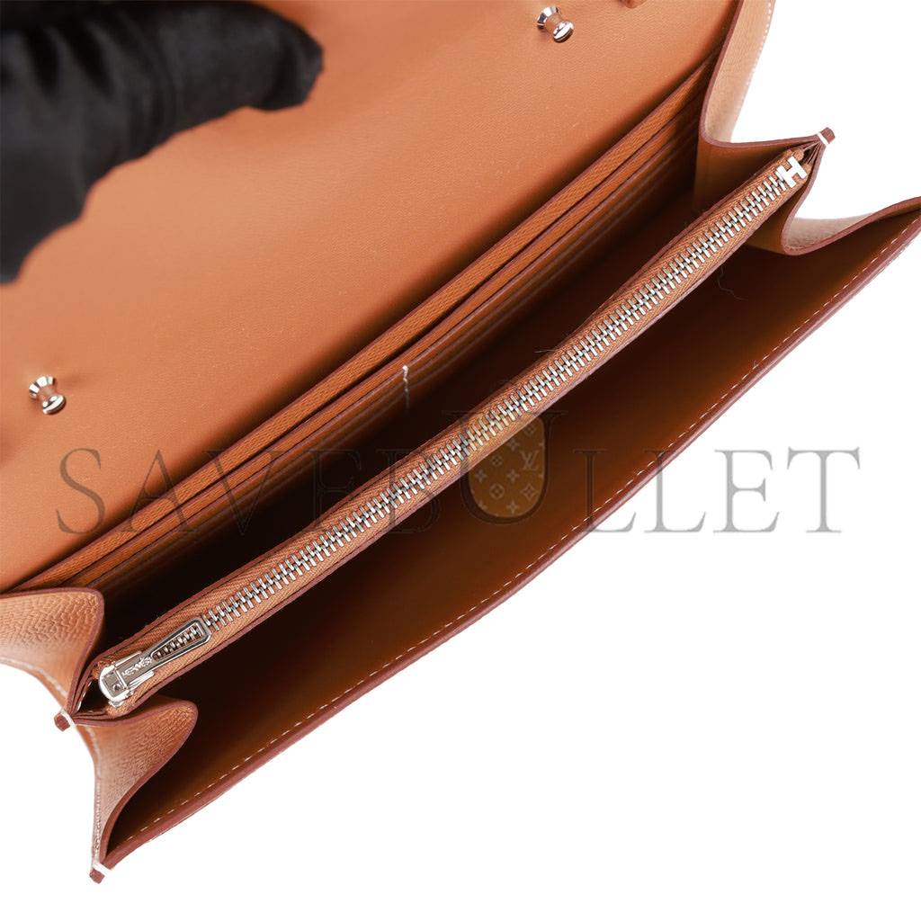 HERMES CONSTANCE WALLET TO GO GOLD EPSOM PALLADIUM HARDWARE  (20*11*4cm)