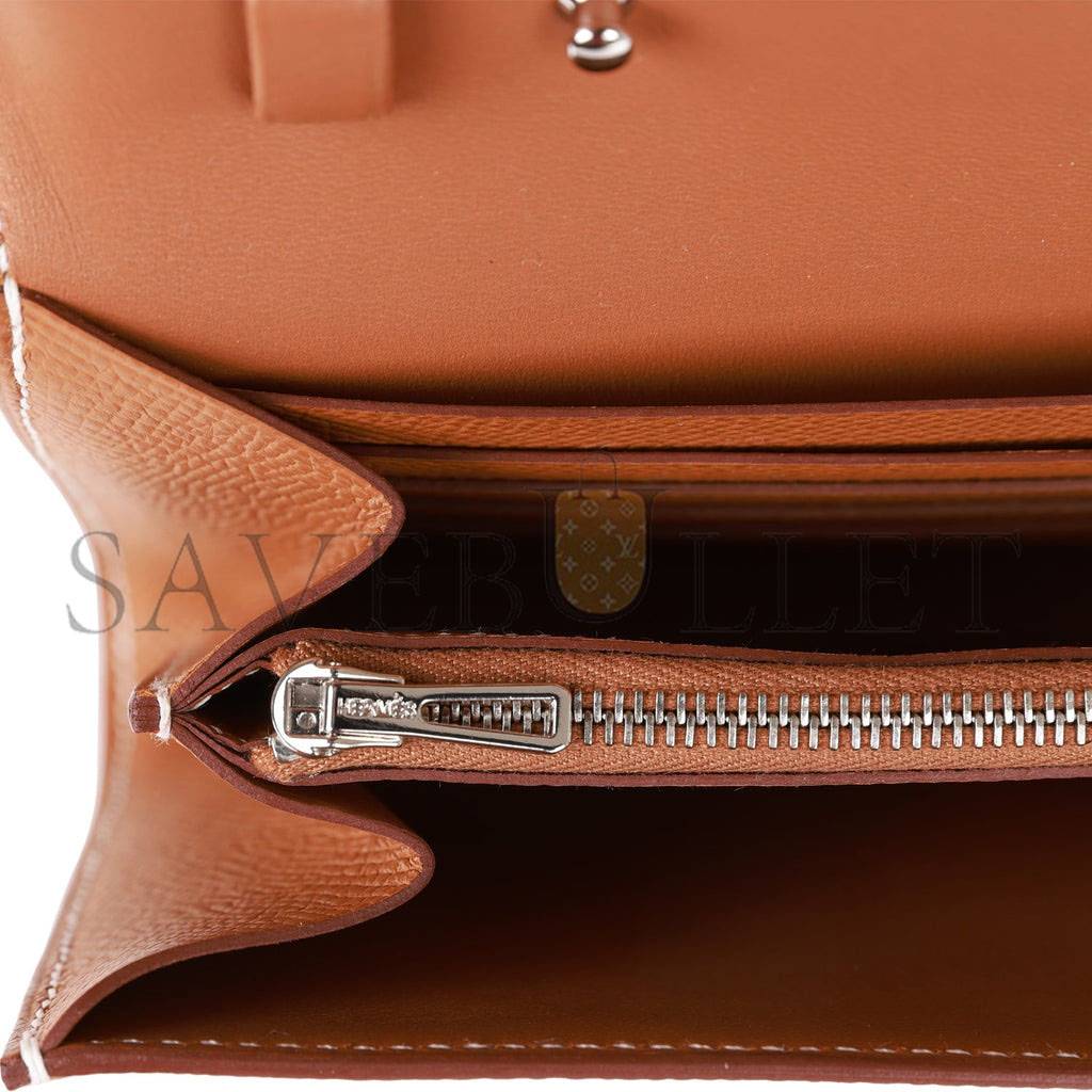 HERMES CONSTANCE WALLET TO GO GOLD EPSOM PALLADIUM HARDWARE  (20*11*4cm)