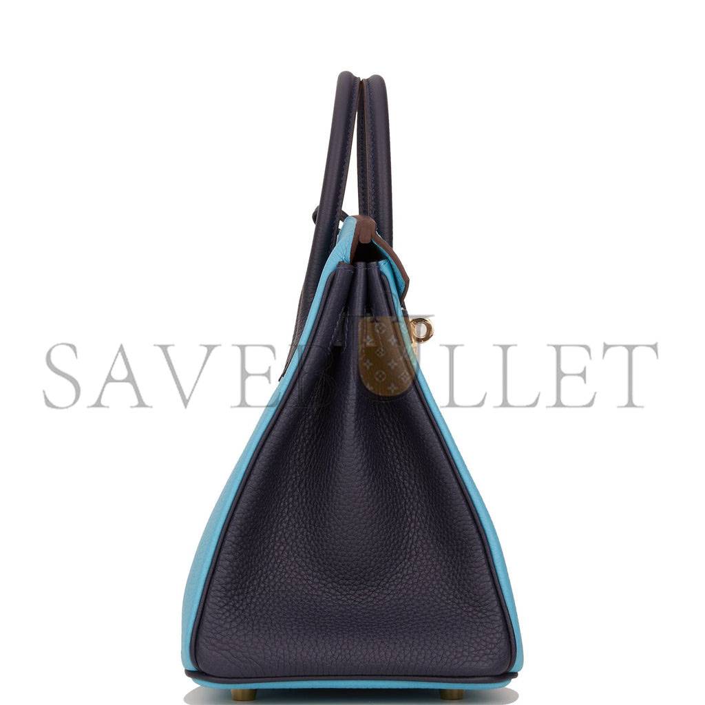 HERMES SPECIAL ORDER (HSS) BIRKIN 25 BLEU DU NORD AND BLEU NUIT TOGO PERMABRASS HARDWARE HANDMADE (25cm)