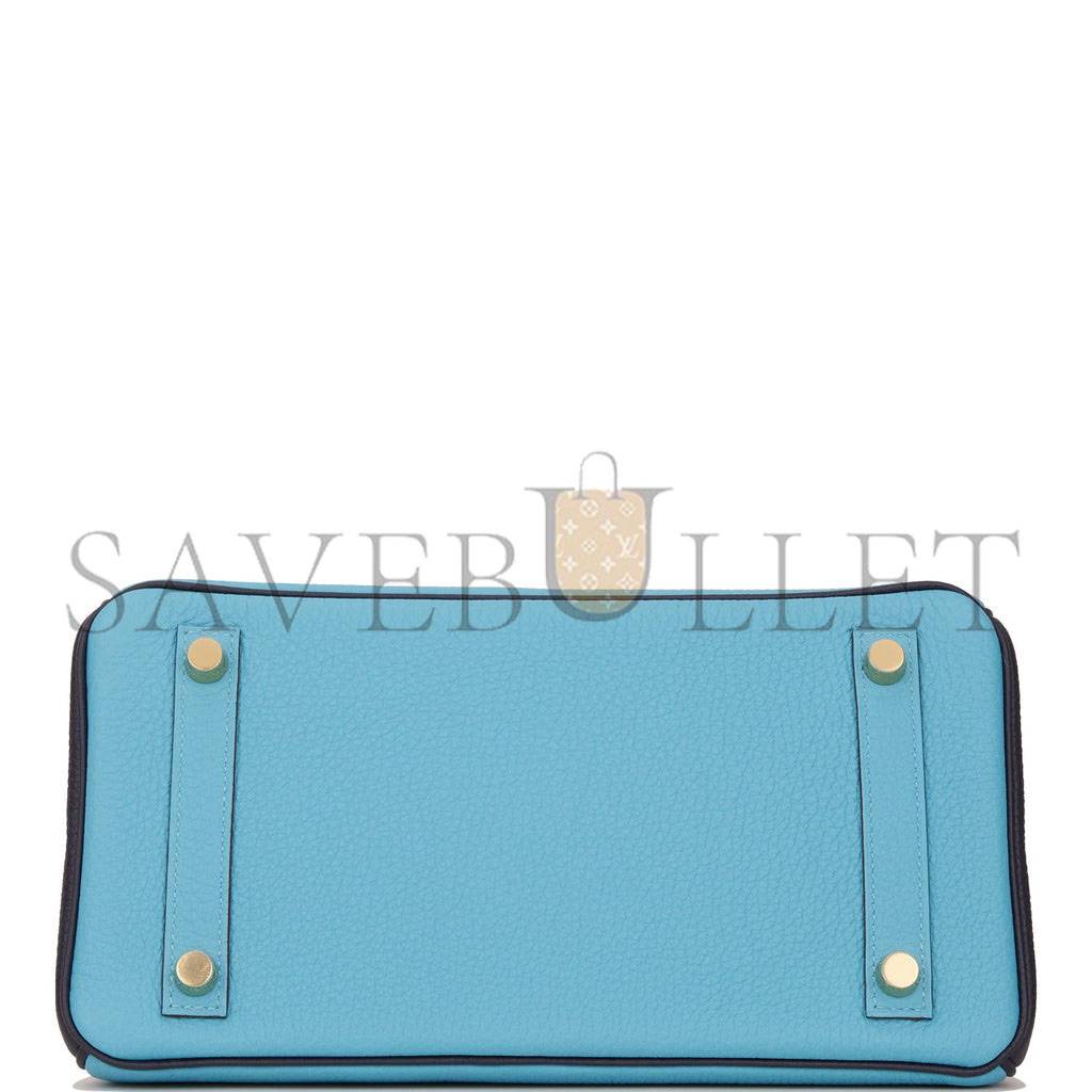 HERMES SPECIAL ORDER (HSS) BIRKIN 25 BLEU DU NORD AND BLEU NUIT TOGO PERMABRASS HARDWARE HANDMADE (25cm)