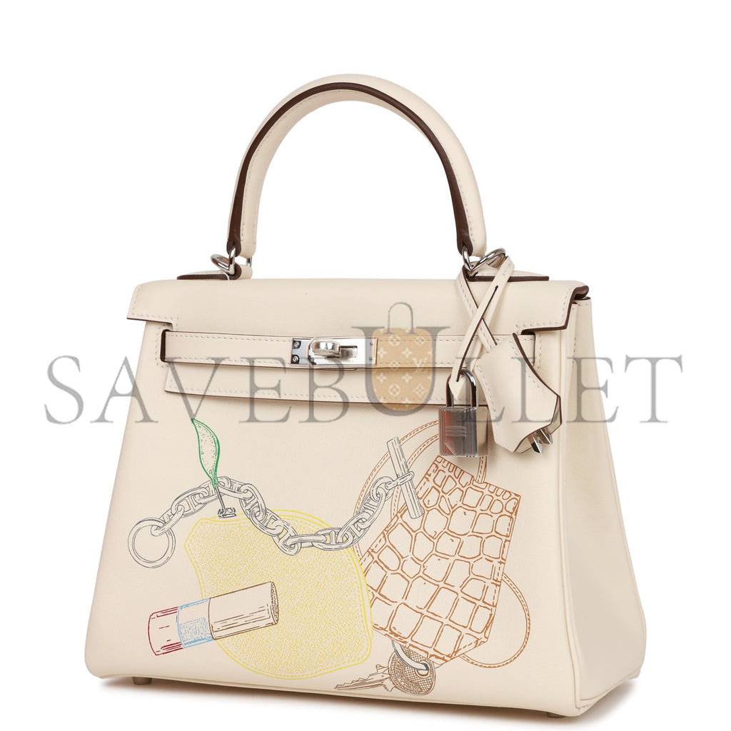 HERMES KELLY 25 SWIFT PALLADIUM HARDWARE (25*17*7cm)