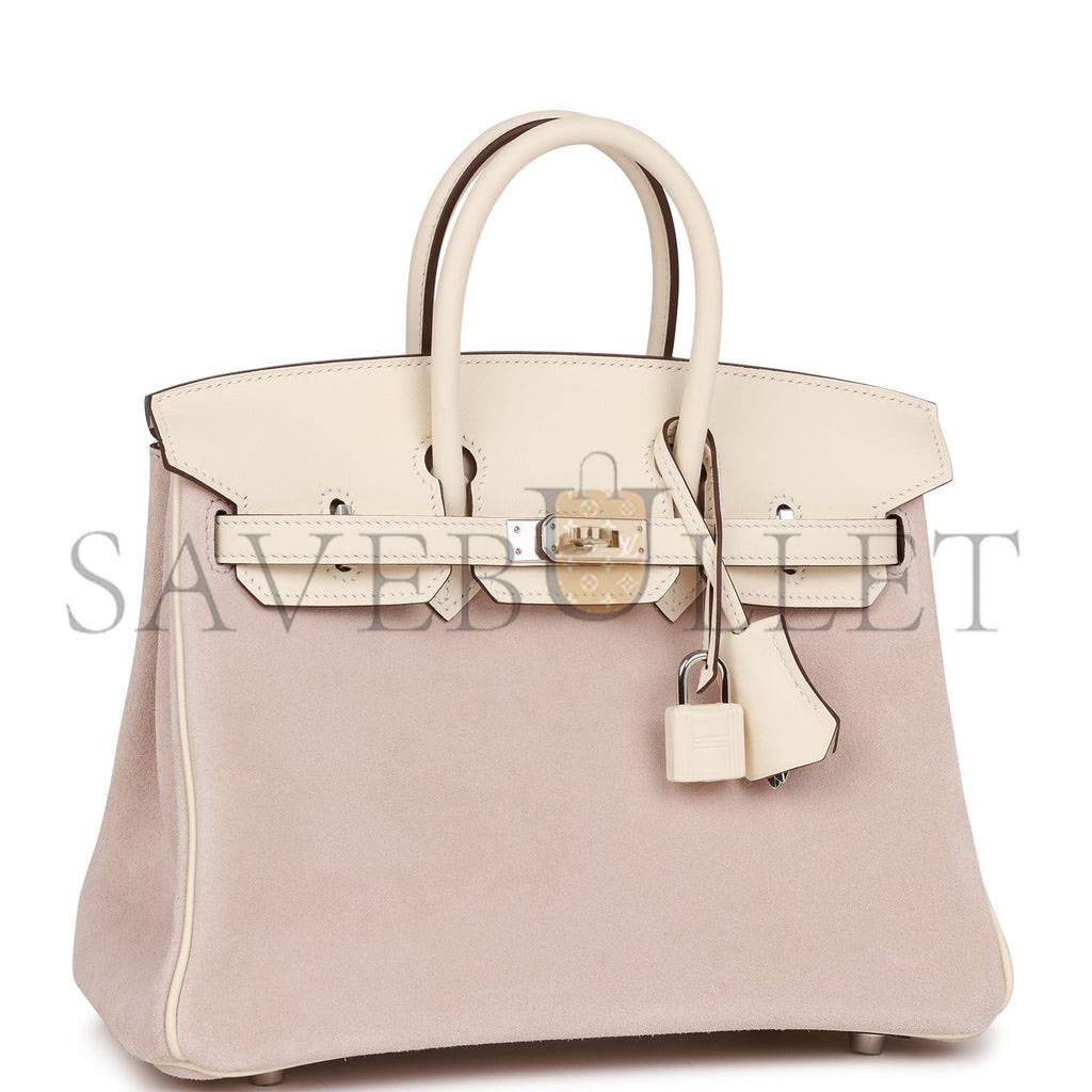 HERMES BIRKIN 25 SWIFT AND SUEDE PALLADIUM HARDWARE (25*20*13cm)