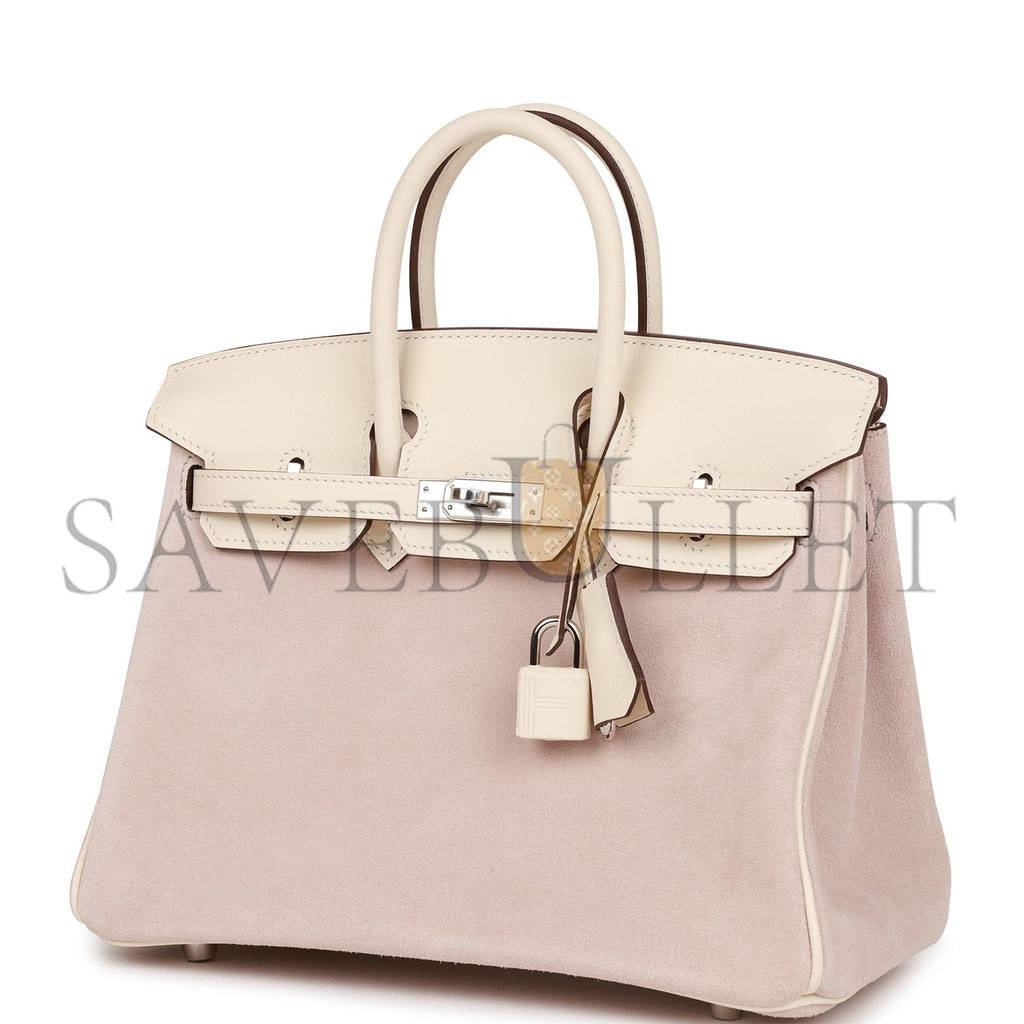 HERMES BIRKIN 25 SWIFT AND SUEDE PALLADIUM HARDWARE (25*20*13cm)