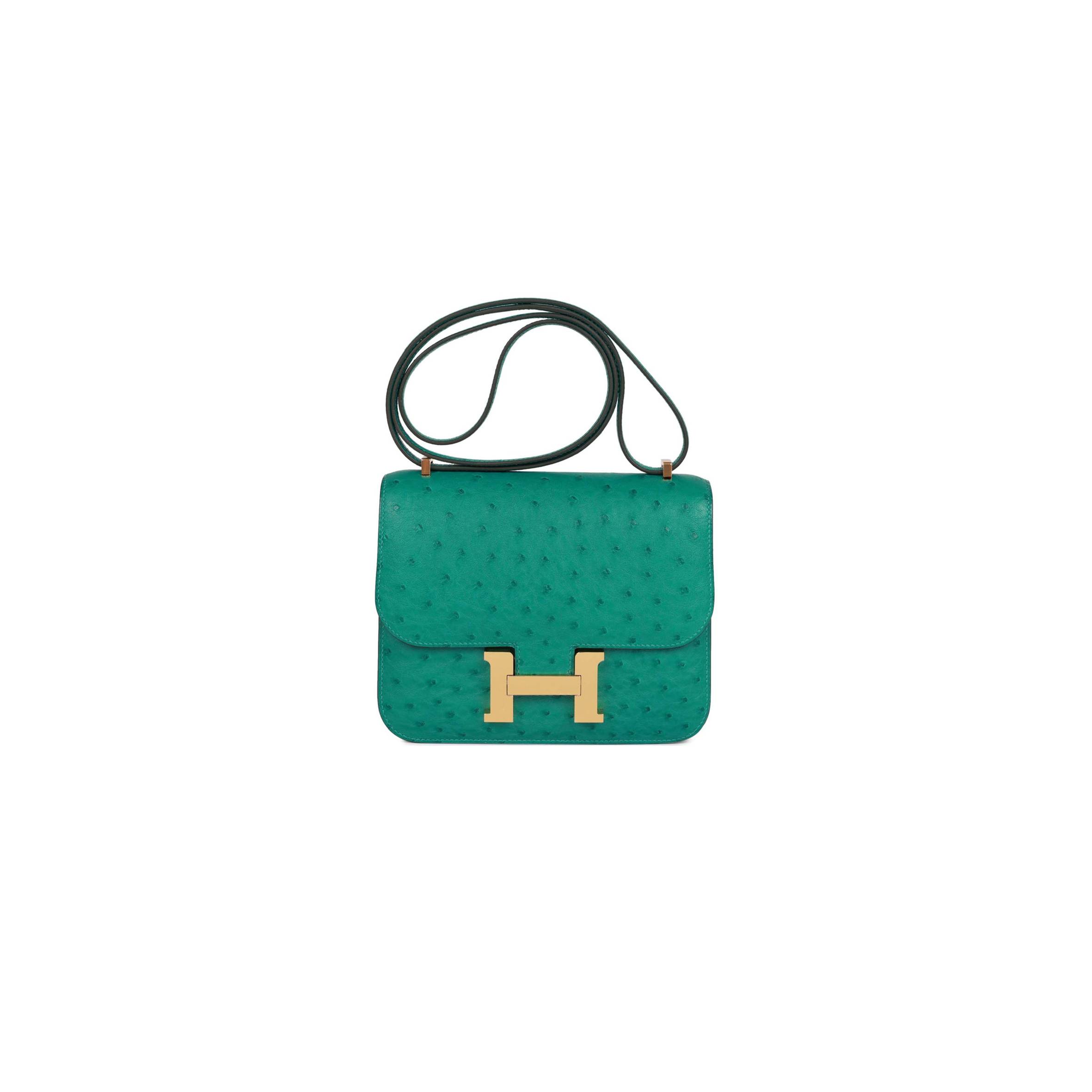 HERMES MASTER CONSTANCE 18 VERT VERONE OSTRICH GOLD HARDWARE 39873610481758 (18cm)