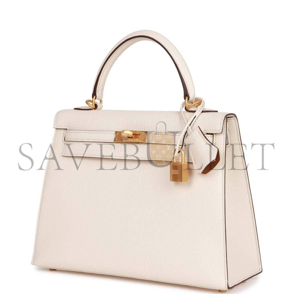 HERMES KELLY 25 SELLIER EPSOM BRUSHED GOLD HARDWARE (25*17*7cm)