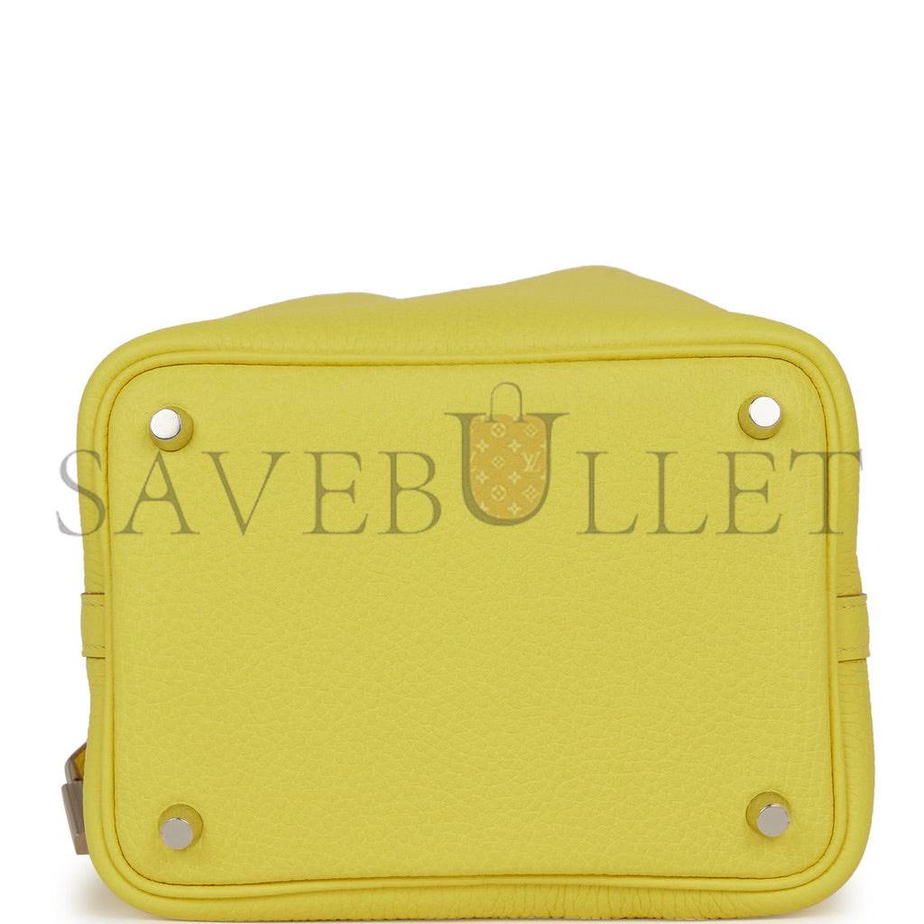 HERMES PICOTIN LOCK 18 LIME CLEMENCE PALLADIUM HARDWARE (18*18*13cm)