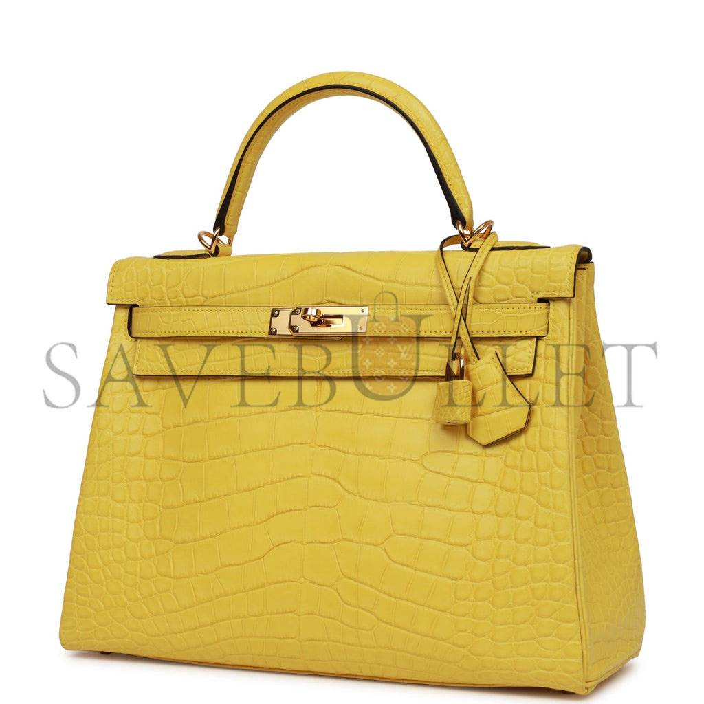 HERMES MASTER KELLY 32 MATTE NILE CROCODILE GOLD HARDWARE (32*23*10.5cm)
