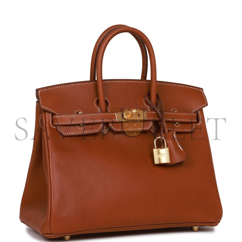 HERMES BIRKIN 25 FAUVE BARENIA GOLD HARDWARE HANDMADE (25*20*13cm)