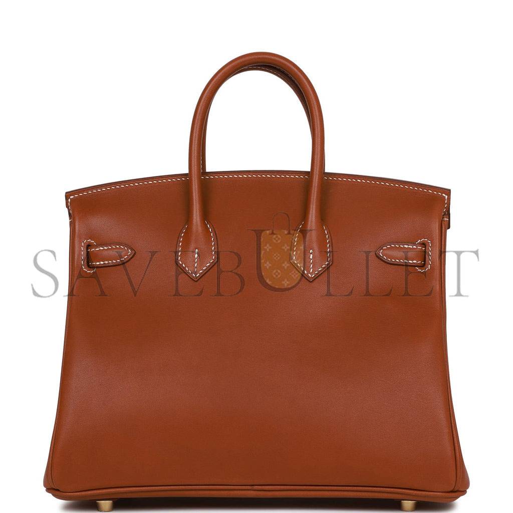 HERMES BIRKIN 25 FAUVE BARENIA GOLD HARDWARE HANDMADE (25*20*13cm)