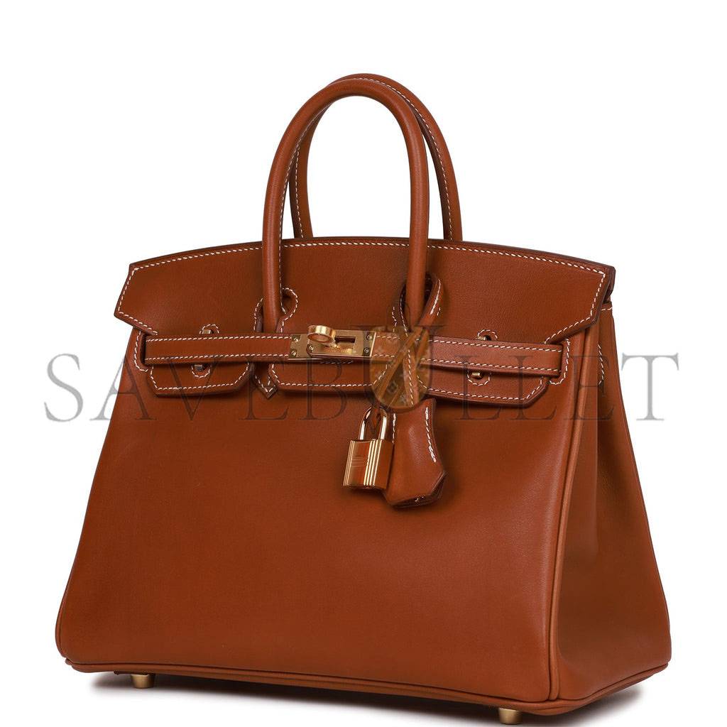HERMES BIRKIN 25 FAUVE BARENIA GOLD HARDWARE HANDMADE (25*20*13cm)