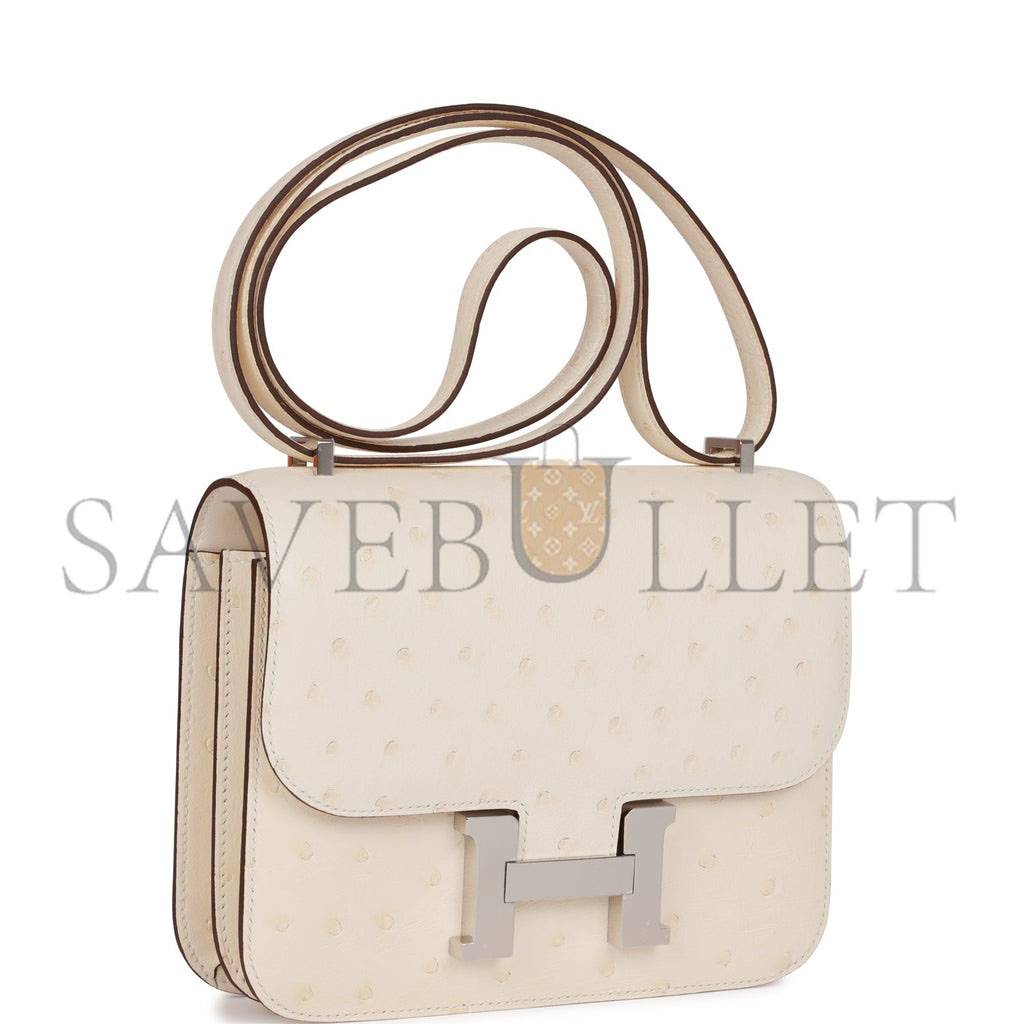HERMES MASTER CONSTANCE 18 OSTRICH PALLADIUM HARDWARE (18*15*4cm)