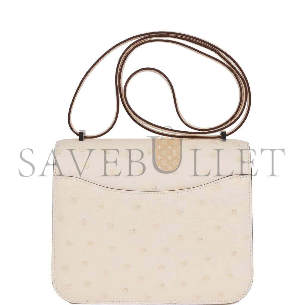 HERMES MASTER CONSTANCE 18 OSTRICH PALLADIUM HARDWARE (18*15*4cm)