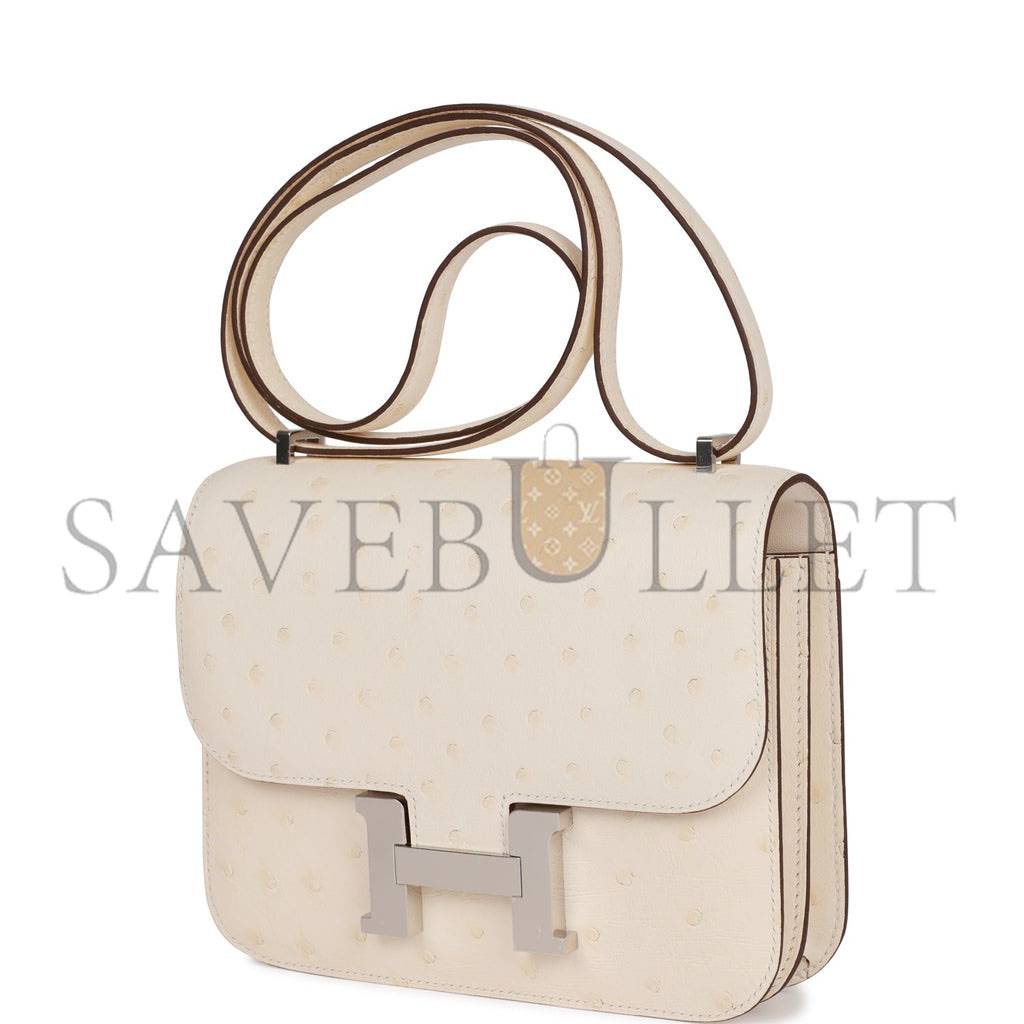 HERMES MASTER CONSTANCE 18 OSTRICH PALLADIUM HARDWARE (18*15*4cm)