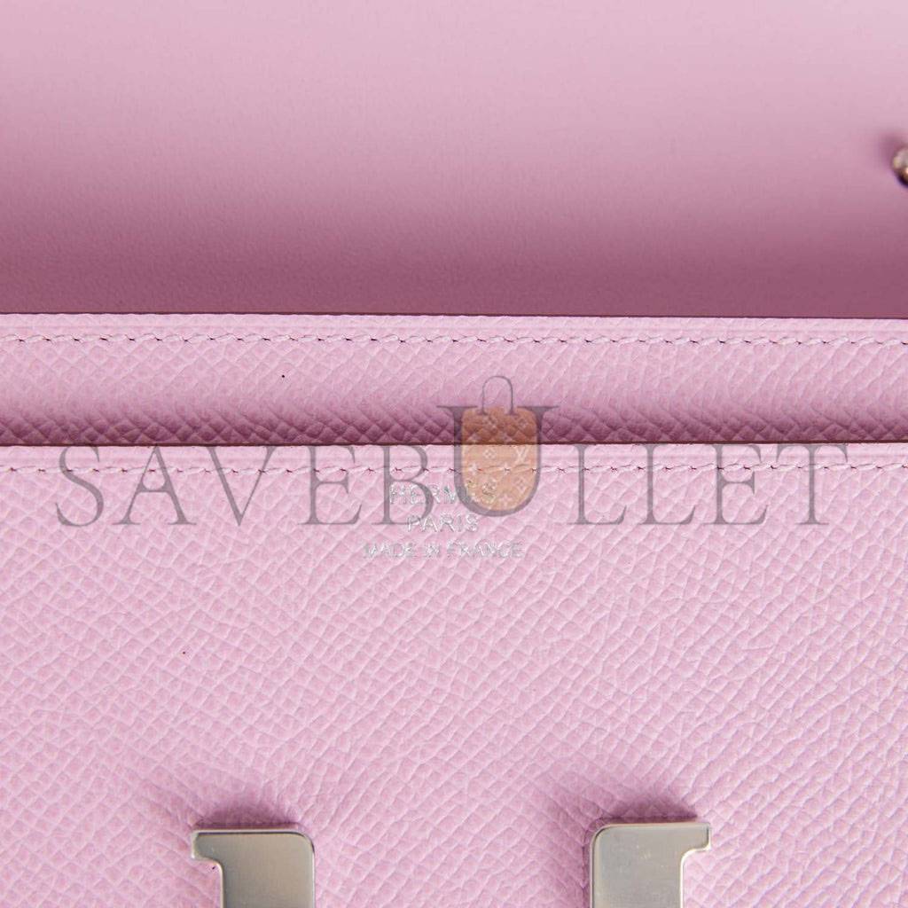 HERMES CONSTANCE WALLET TO GO MAUVE SYLVESTRE EPSOM PALLADIUM HARDWARE (20*11*4cm)