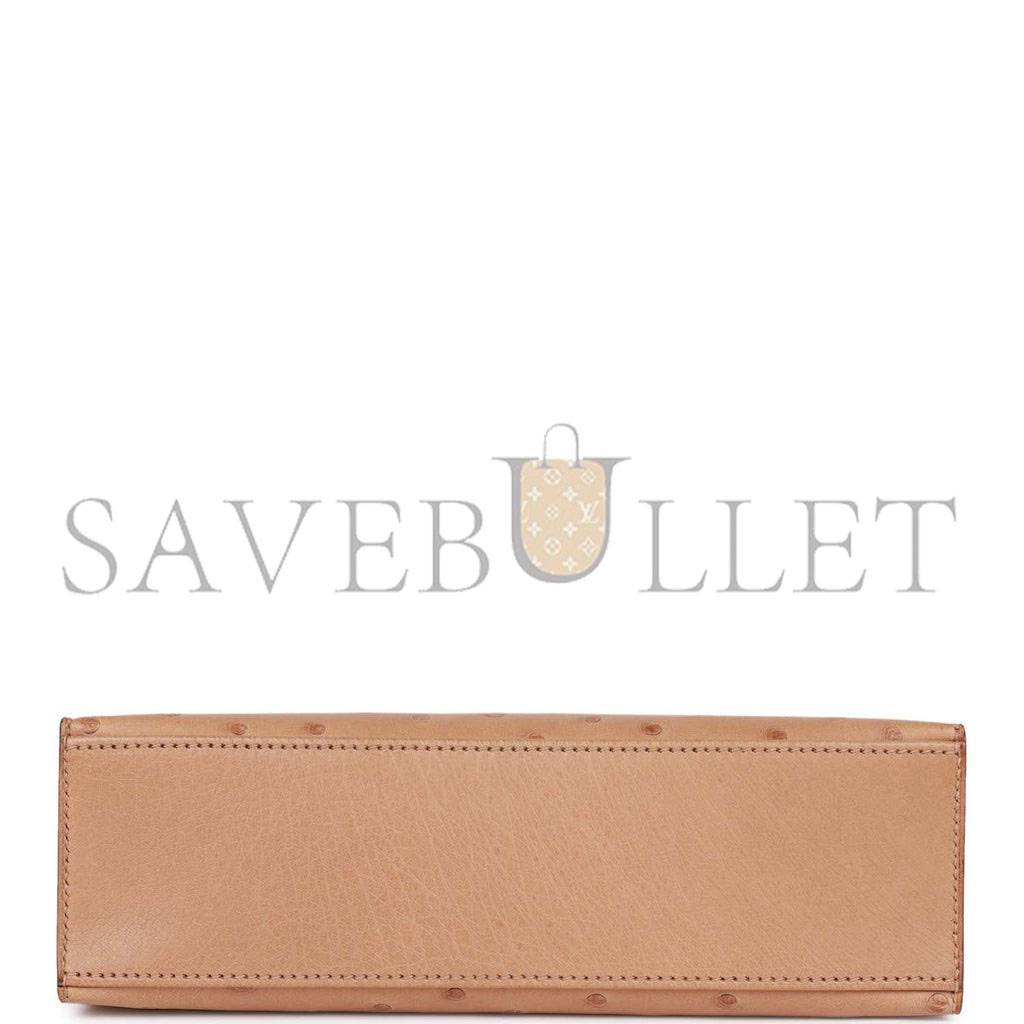 HERMES MASTER KELLY POCHETTE CHAI OSTRICH GOLD HARDWARE  (22*12*13cm)