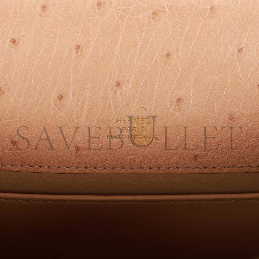 HERMES MASTER KELLY POCHETTE CHAI OSTRICH GOLD HARDWARE  (22*12*13cm)