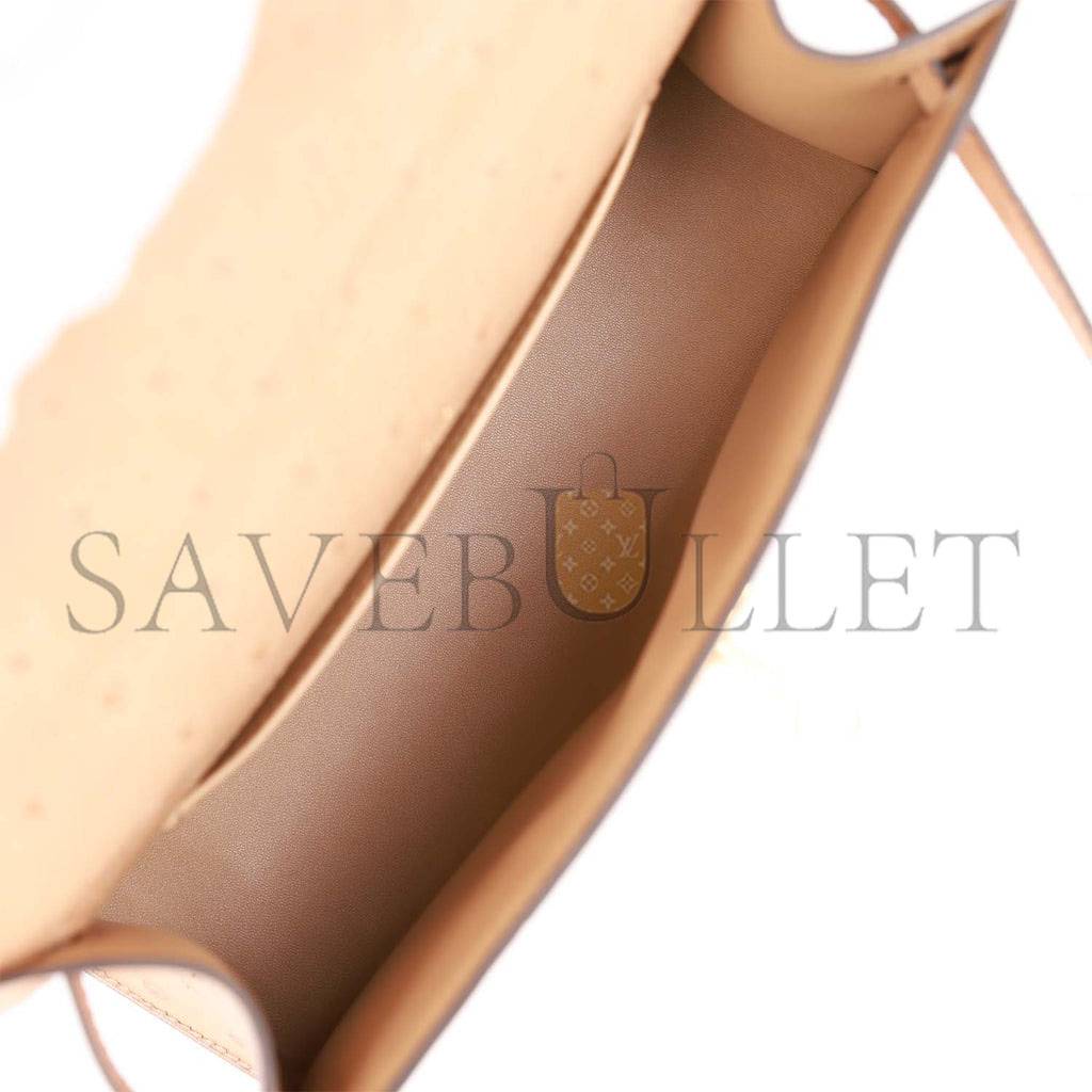 HERMES MASTER KELLY POCHETTE CHAI OSTRICH GOLD HARDWARE  (22*12*13cm)