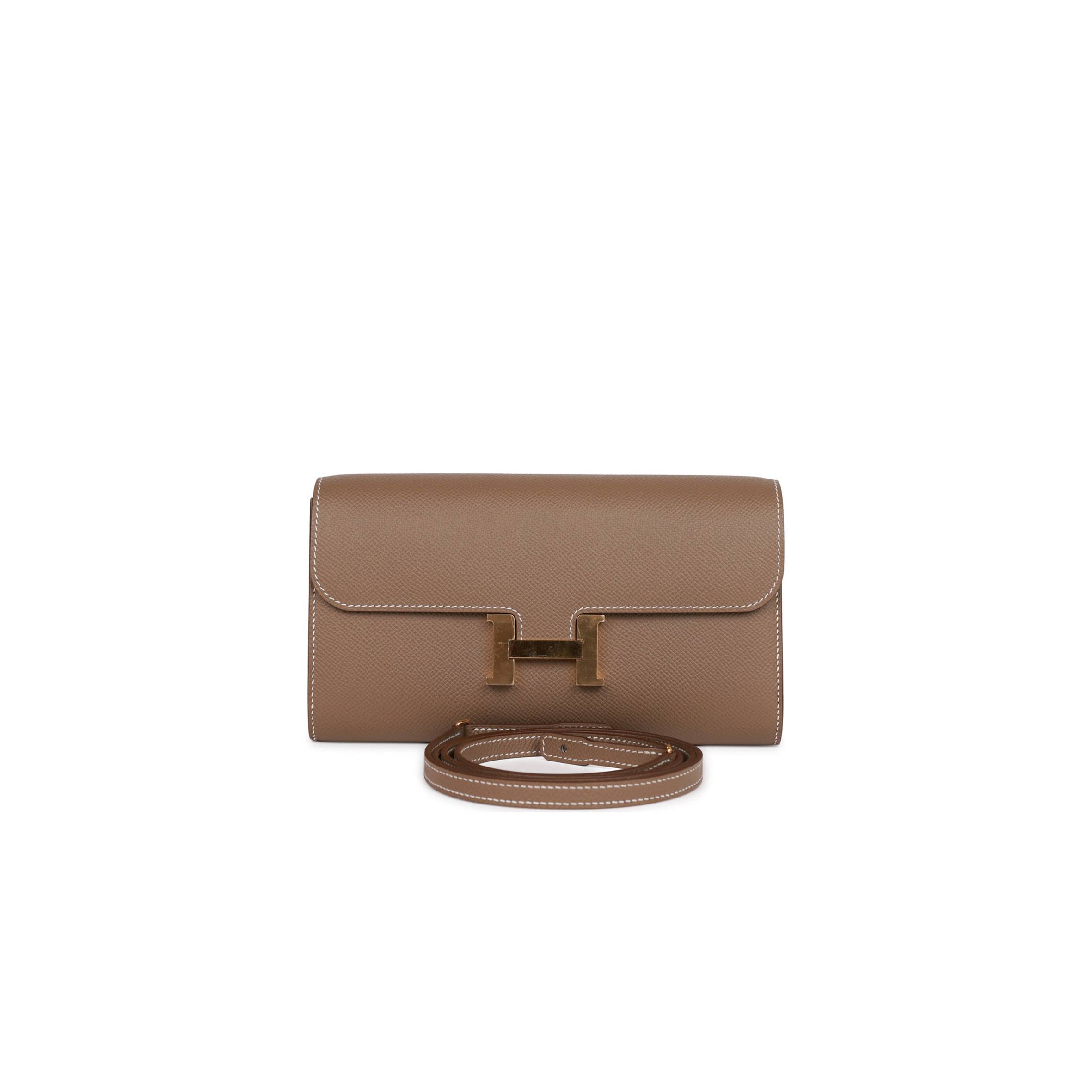 HERMES CONSTANCE WALLET TO GO ETOUPE EPSOM GOLD HARDWARE (20*11*4cm)