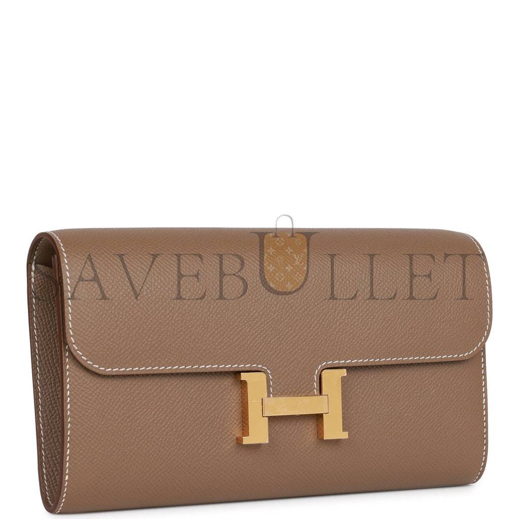HERMES CONSTANCE WALLET TO GO ETOUPE EPSOM GOLD HARDWARE (20*11*4cm)
