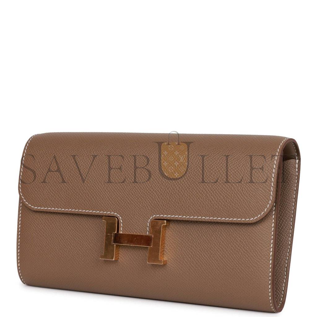 HERMES CONSTANCE WALLET TO GO ETOUPE EPSOM GOLD HARDWARE (20*11*4cm)